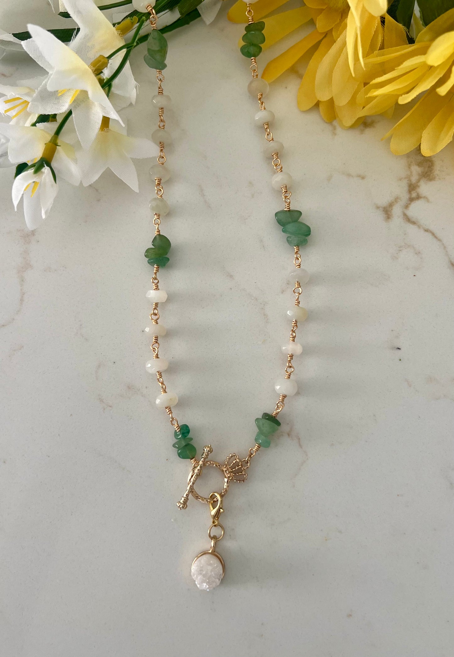 Chalcedony and Green Aventurine Necklace