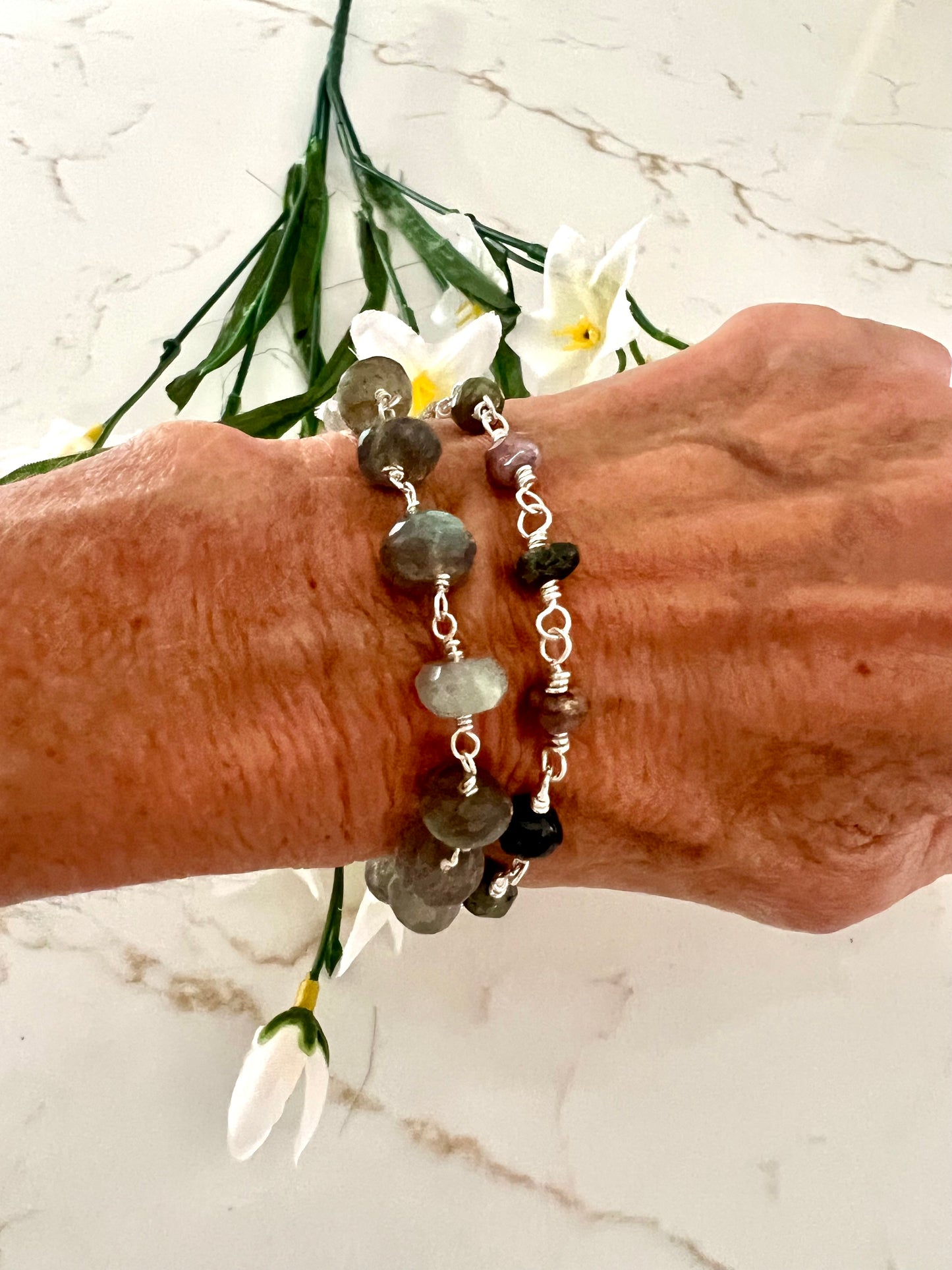 Sterling wire wrapped bracelets