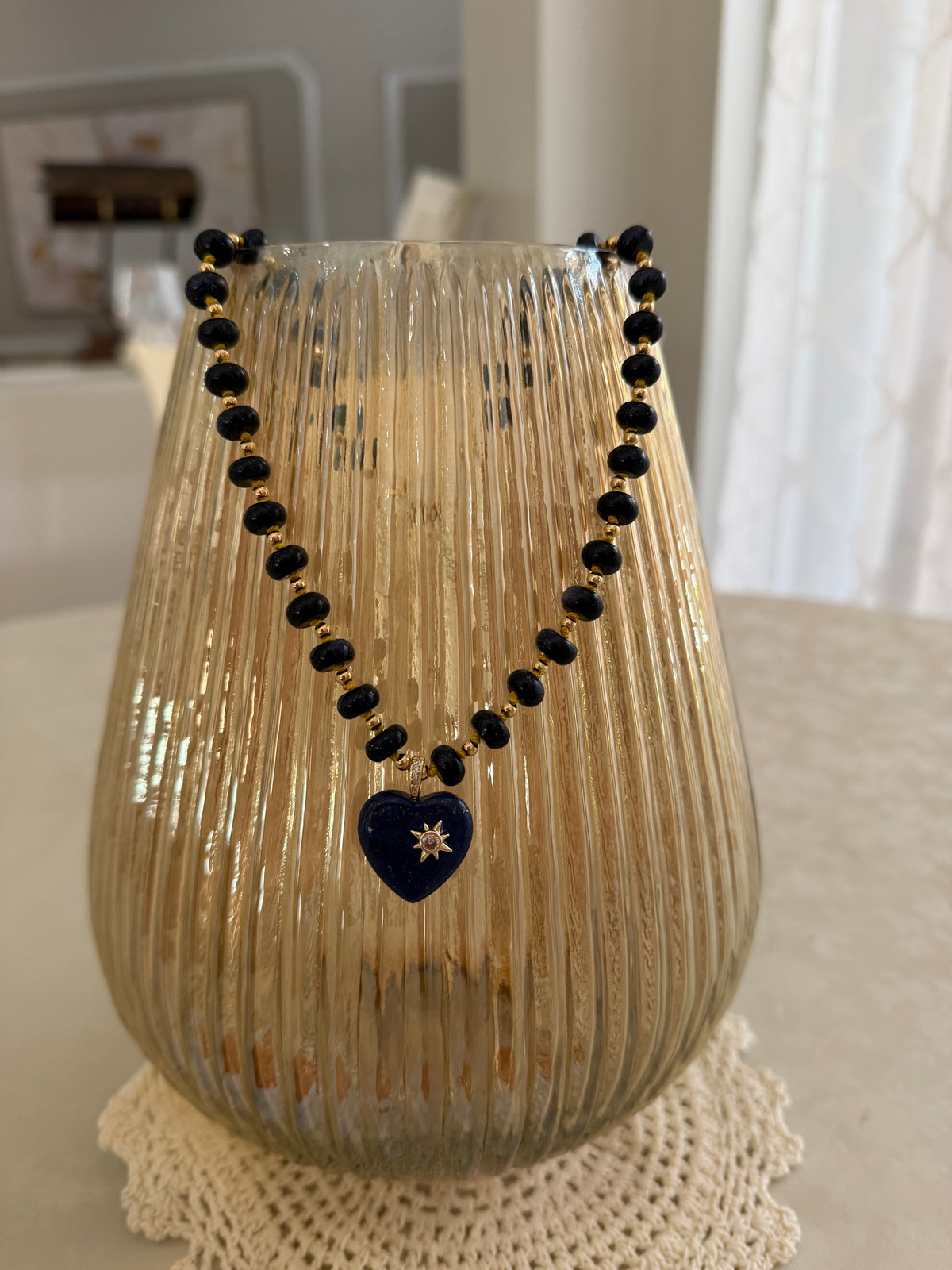 Sandstone with Lapis Lazuli Heart Necklace