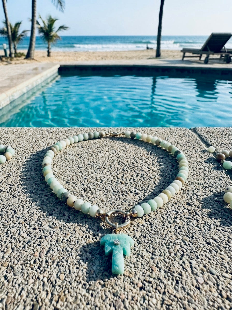 Palm Tree and Amazonite Necklace
