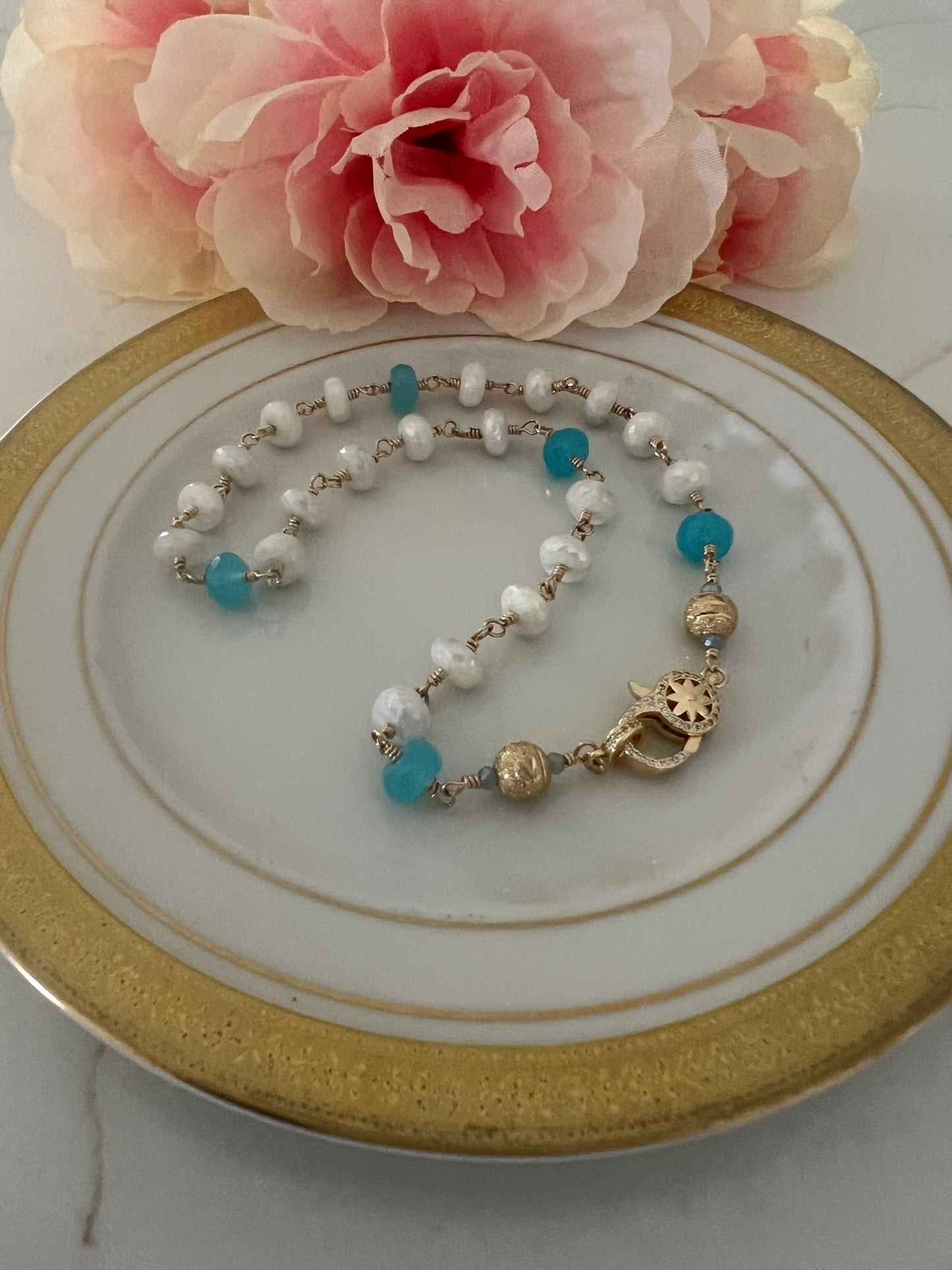 Silverite & Blue Chalcedony Choker