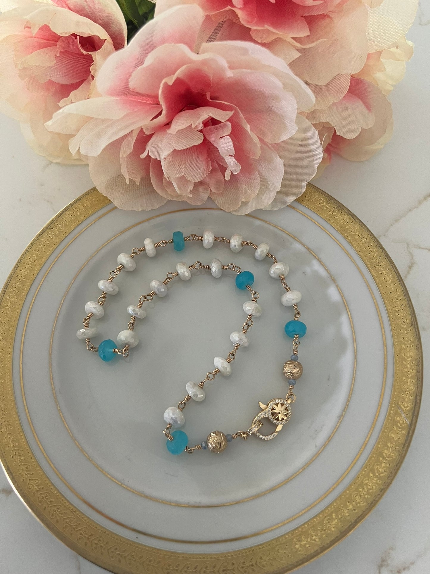 Silverite & Blue Chalcedony Choker