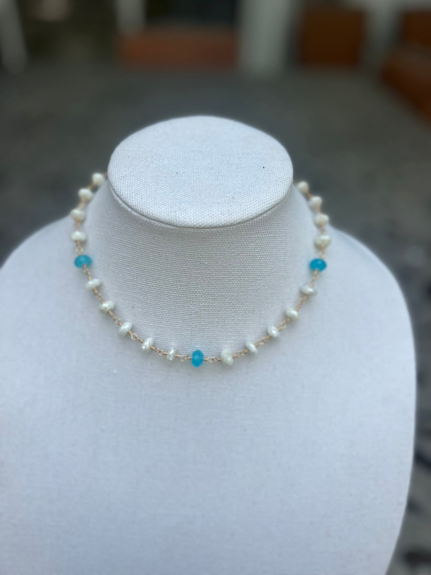 Silverite & Blue Chalcedony Choker
