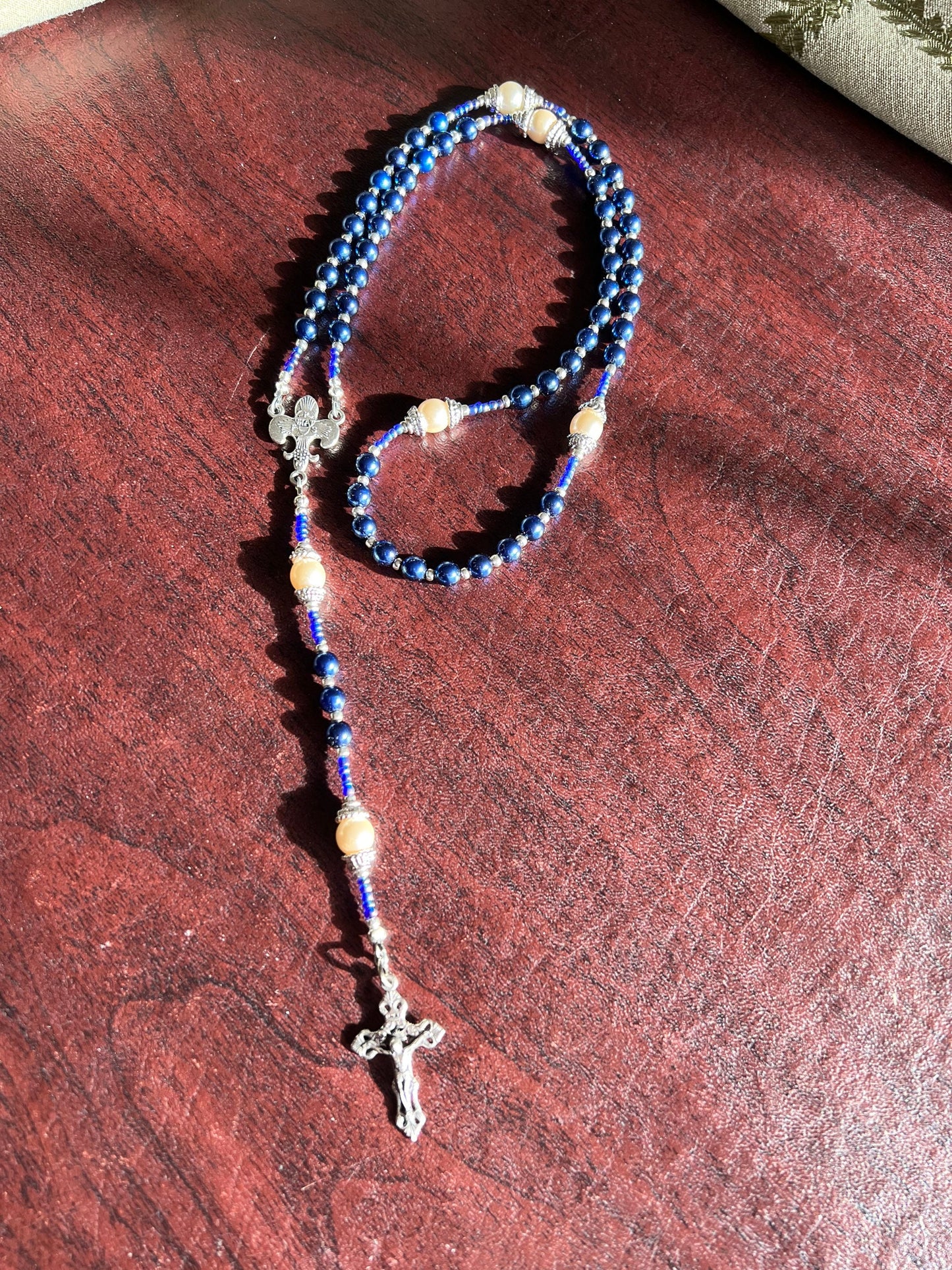 Blue Glass Rosary Beads