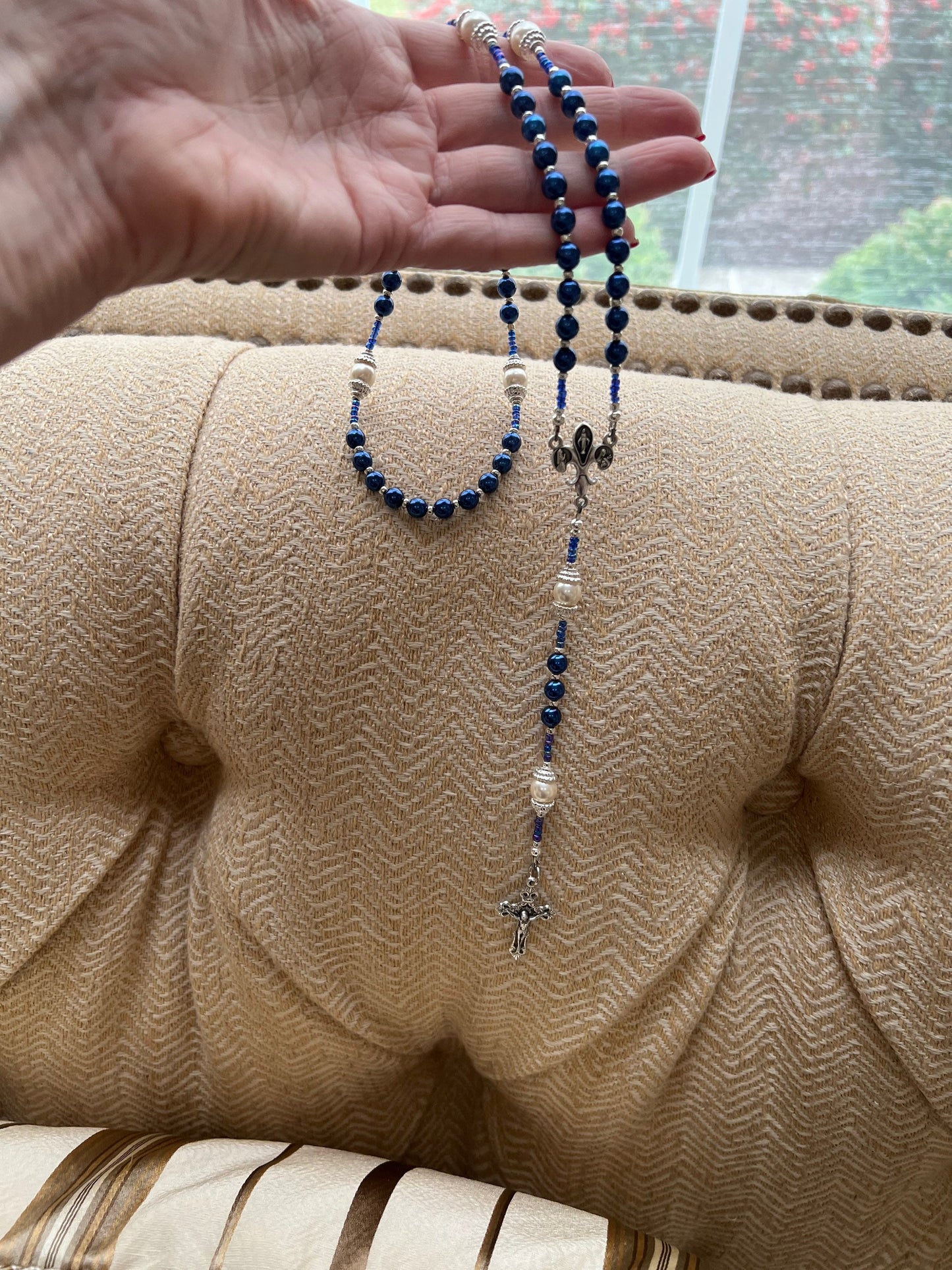 Blue Glass Rosary Beads