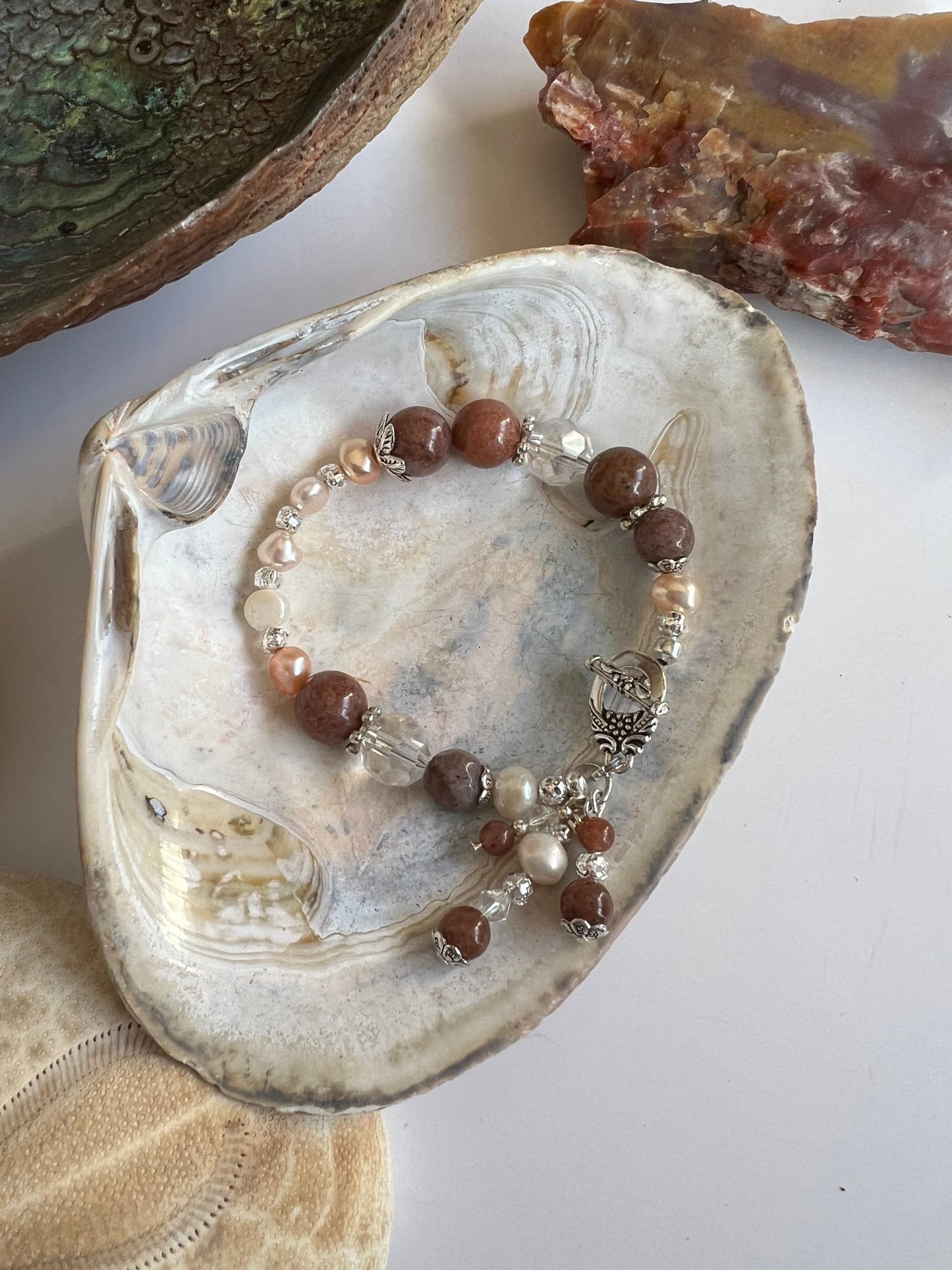 Purple Aventurine and Fresh Water Pearl Bracelet