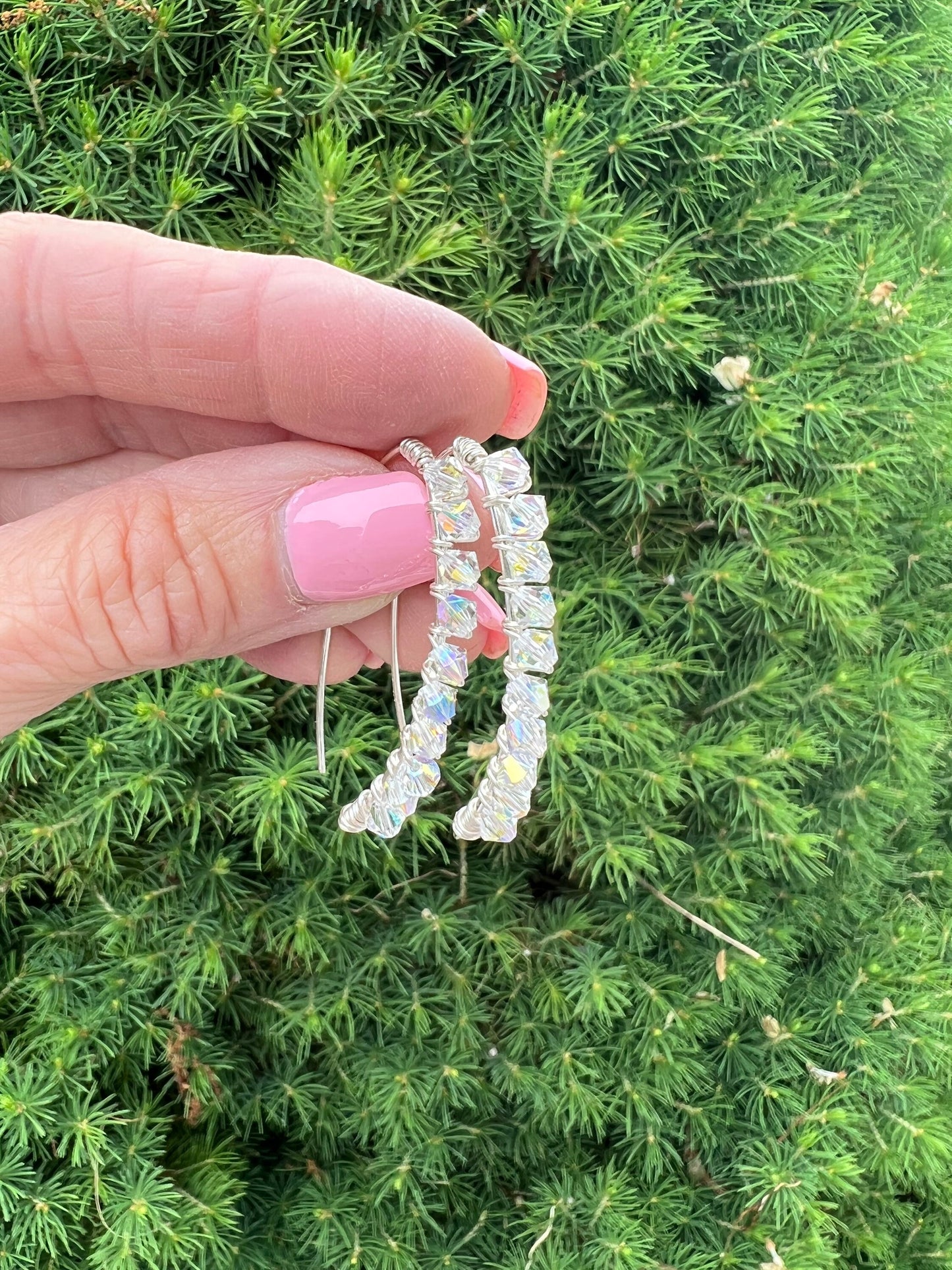 Swarovski Crystal hand wire wrapped earrings