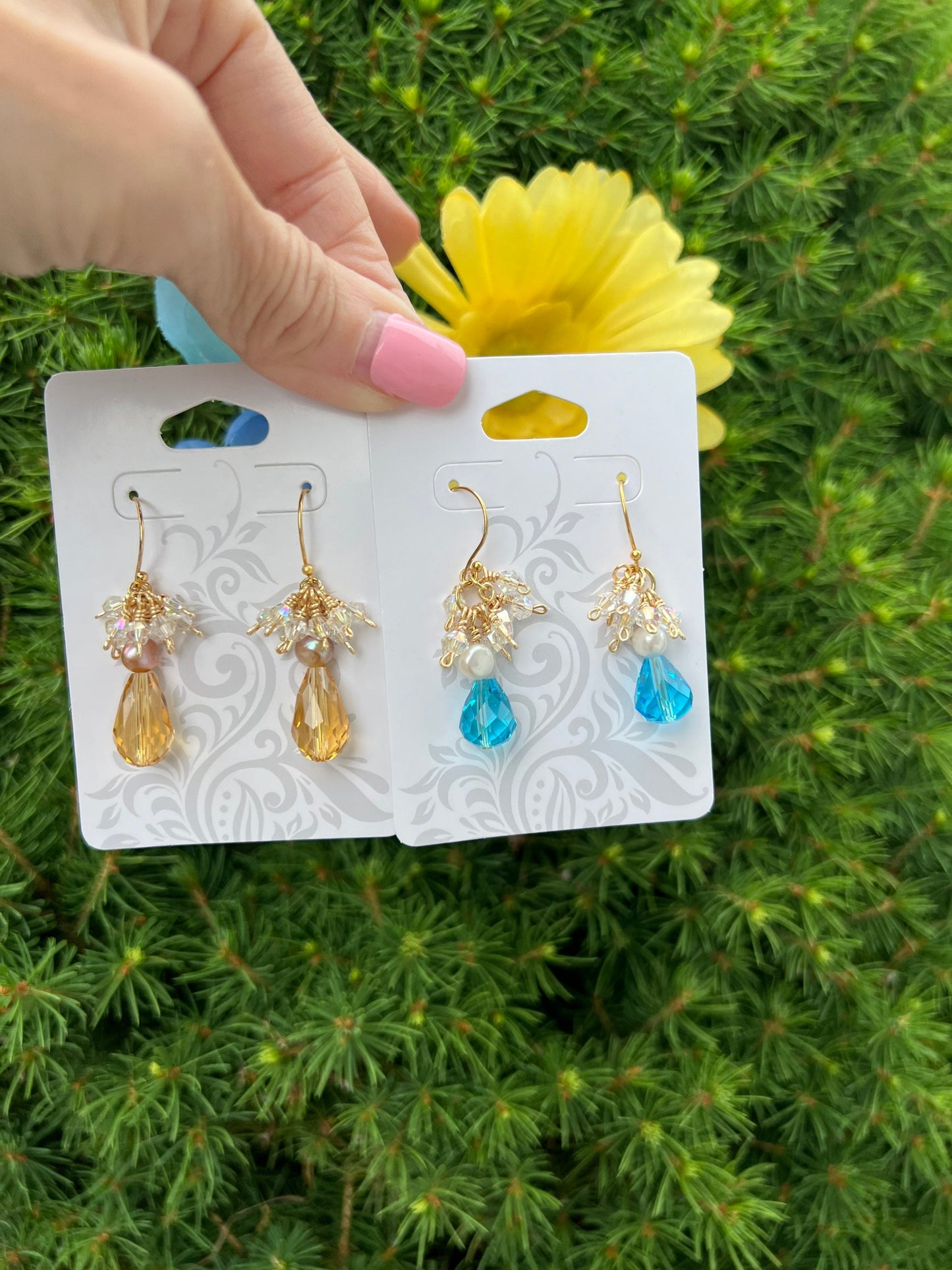 Crystal chandelier earrings.