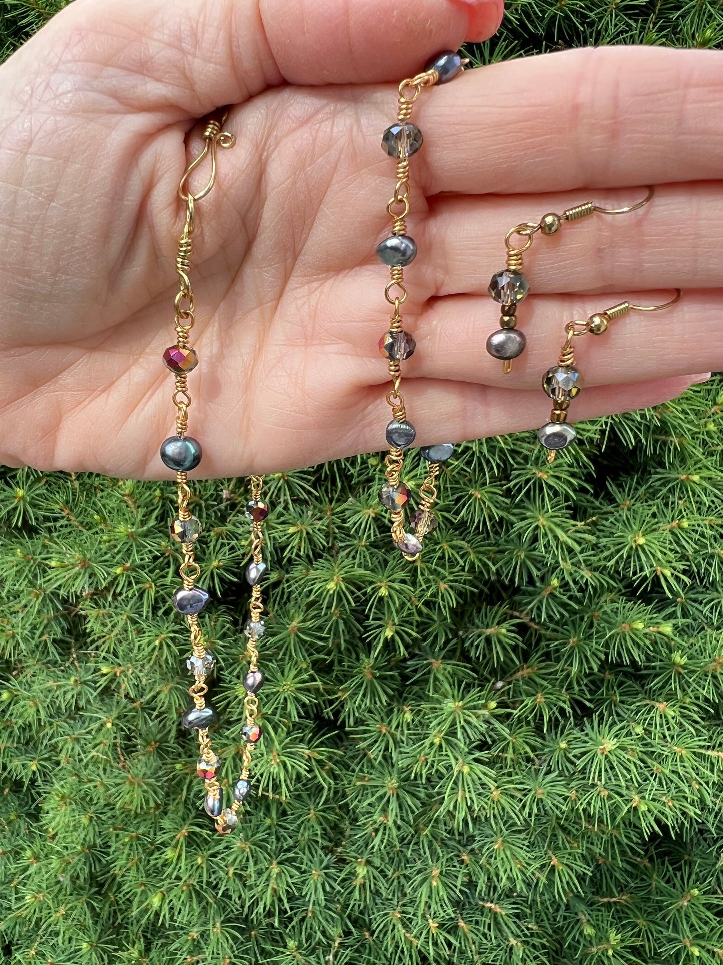 Lavender Pearl Czech glass Set