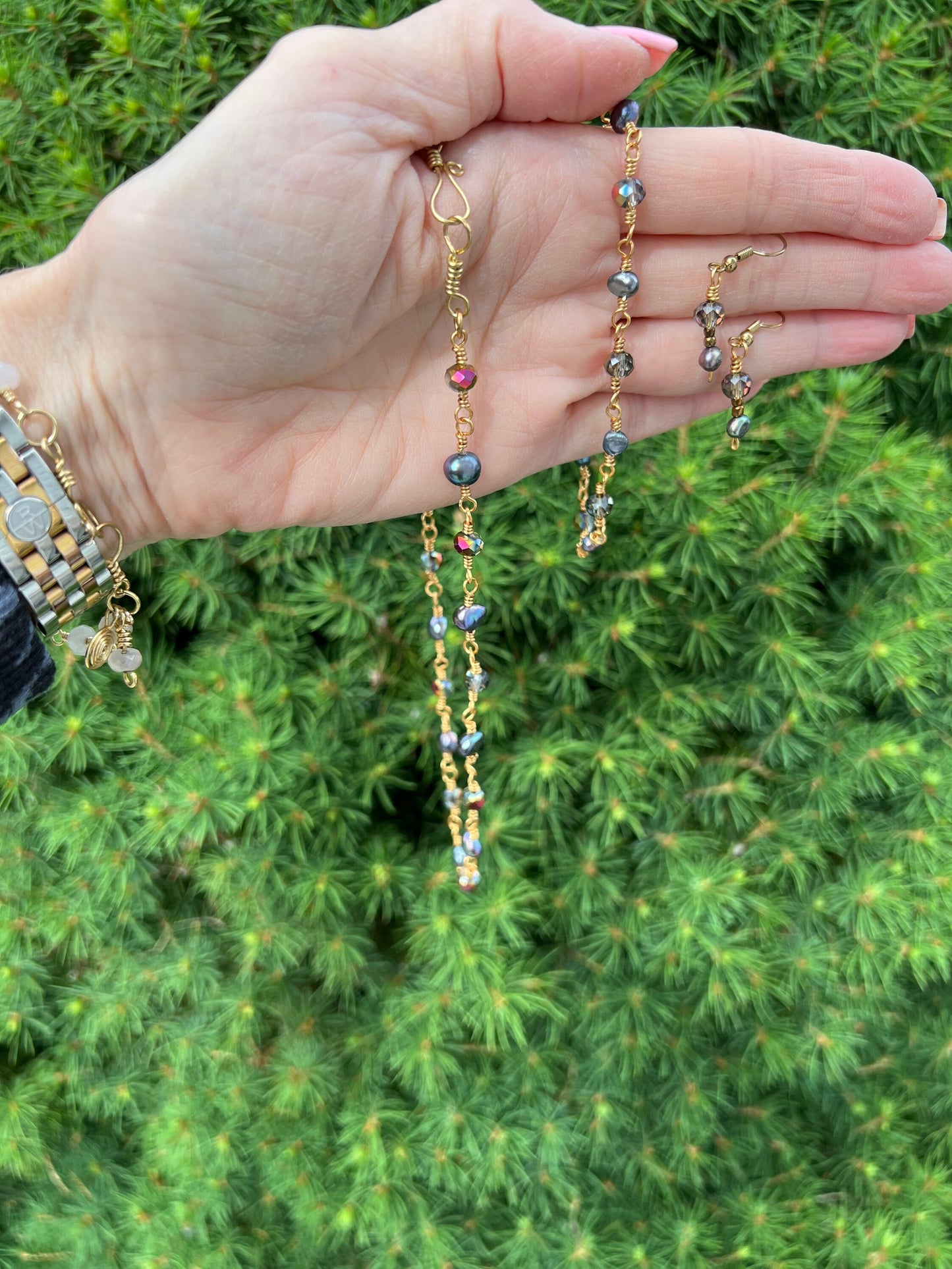 Lavender Pearl Czech glass Set