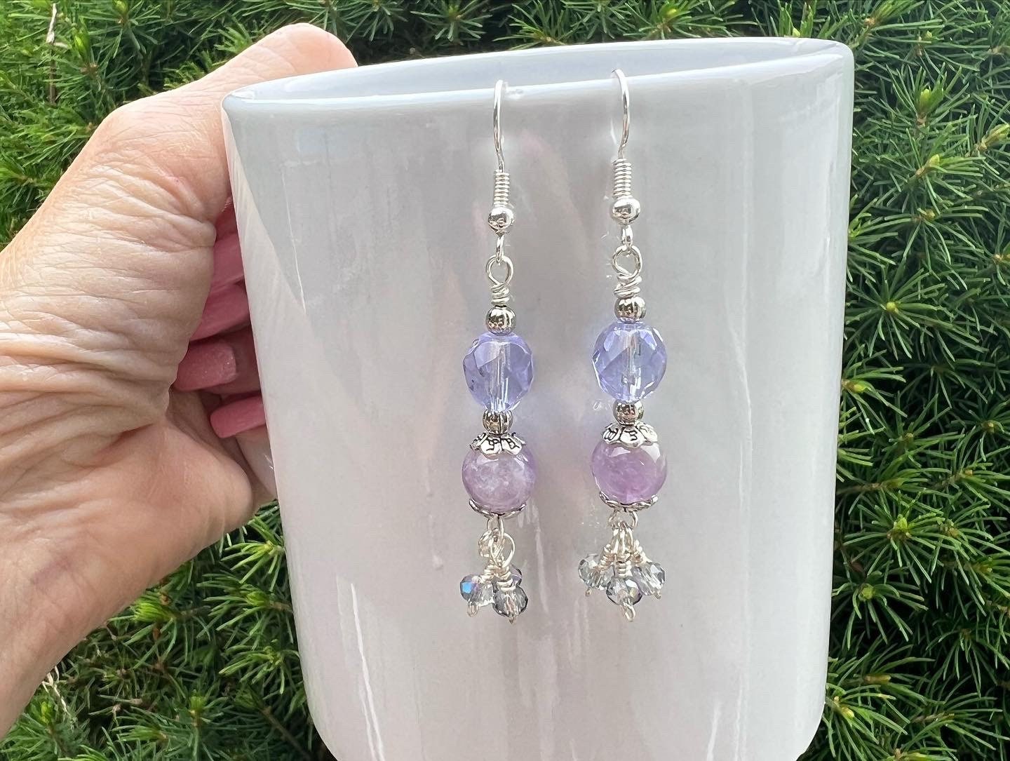 Amethyst and Lavender Czech Glass Earrings