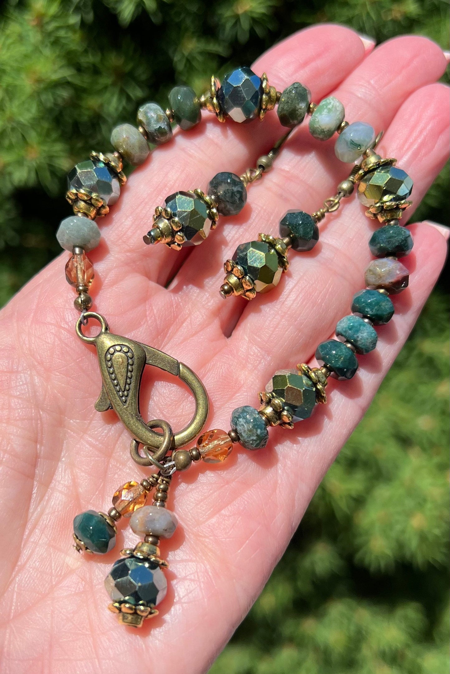 Handmade Indian Agate Bracelet and Earring Set
