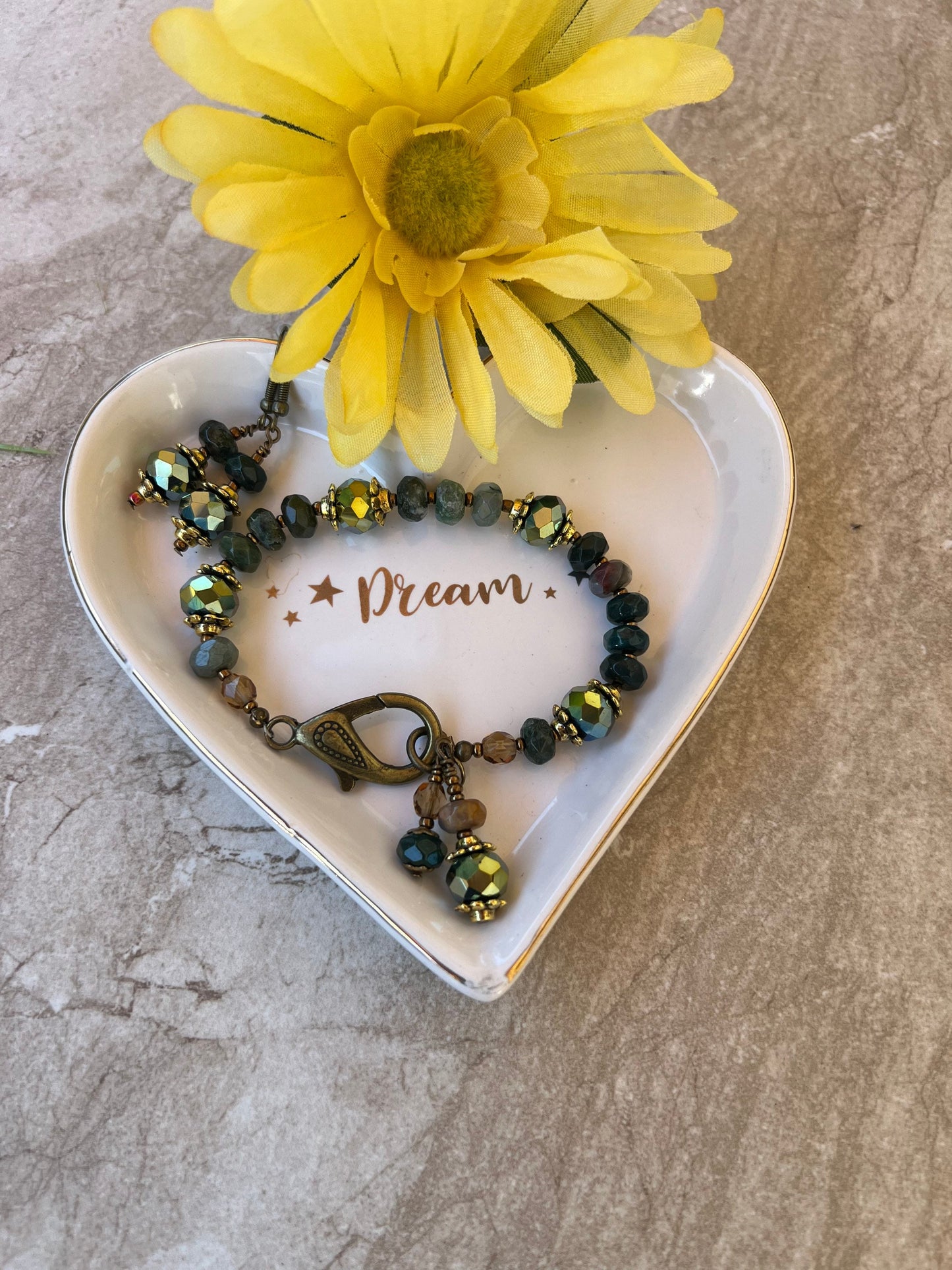 Handmade Indian Agate Bracelet and Earring Set