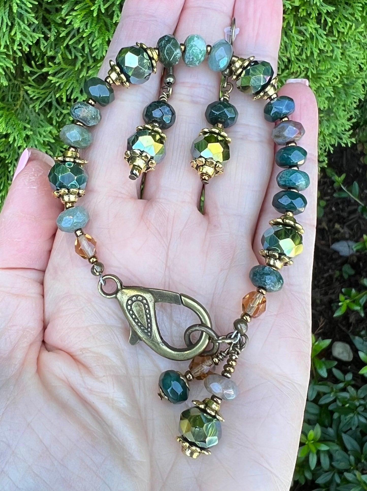 Handmade Indian Agate Bracelet and Earring Set