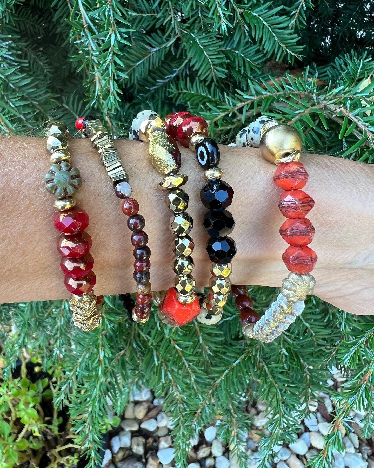 Fall bracelets: Rich Reds, Black,White