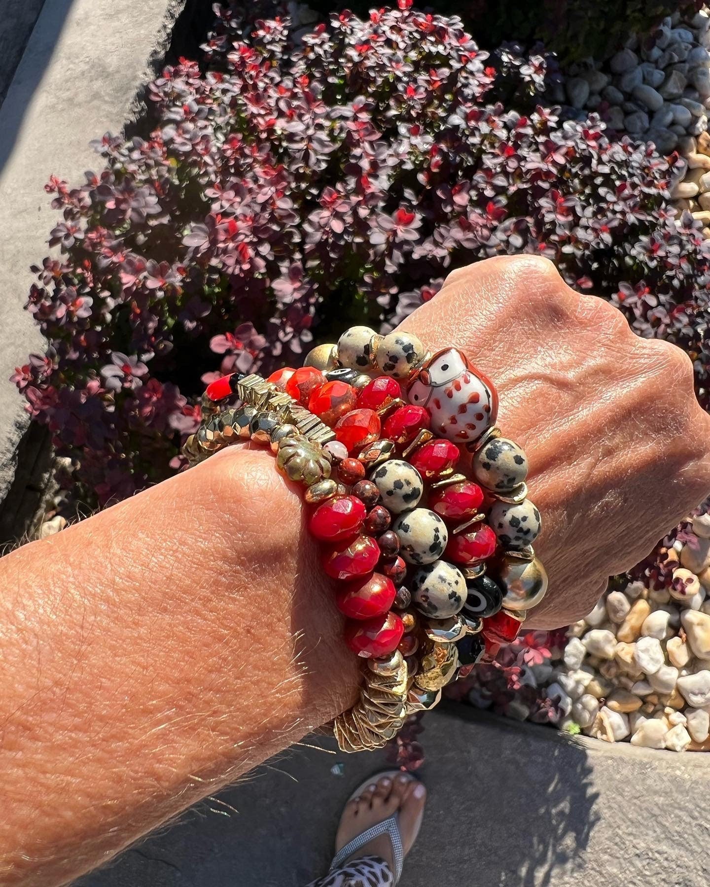 Fall bracelets: Rich Reds, Black,White
