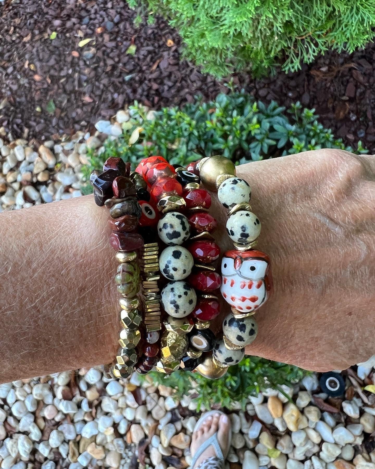 Fall bracelets: Rich Reds, Black,White