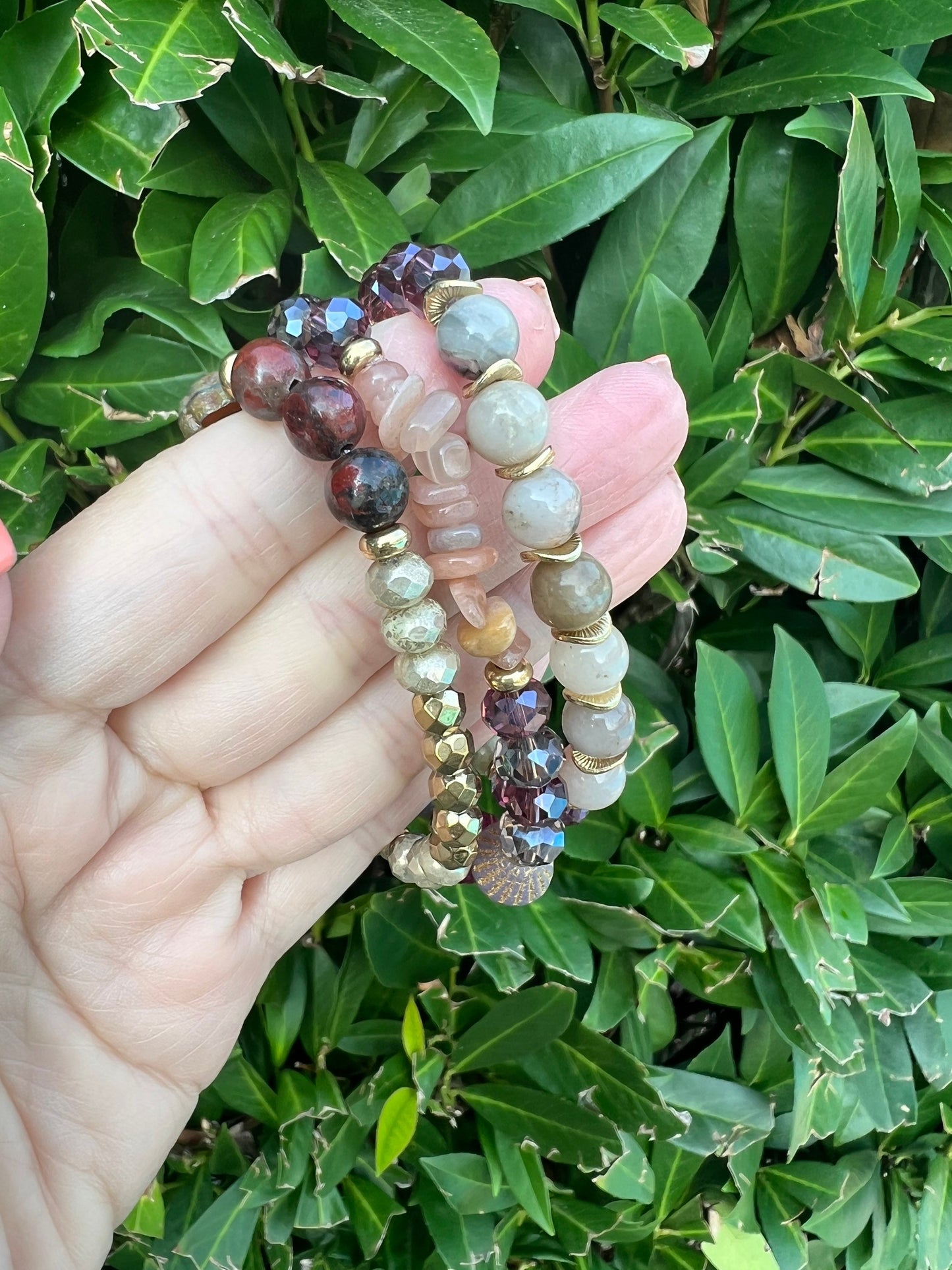 Soapstone and Czech glass bracelets