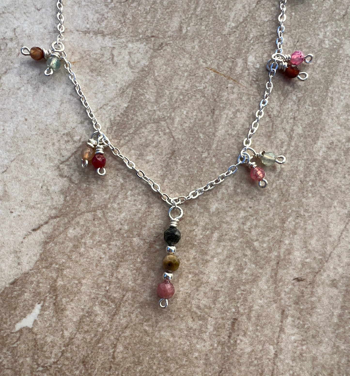 Dainty Agate and Tourmaline Necklace