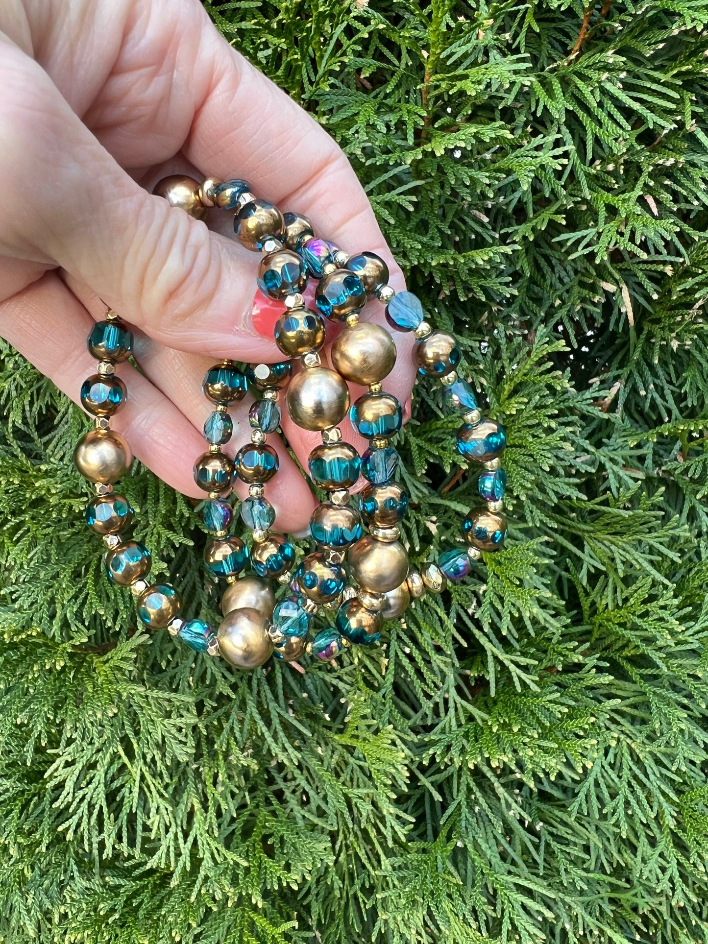 Blue Czech Glass stretch bracelet