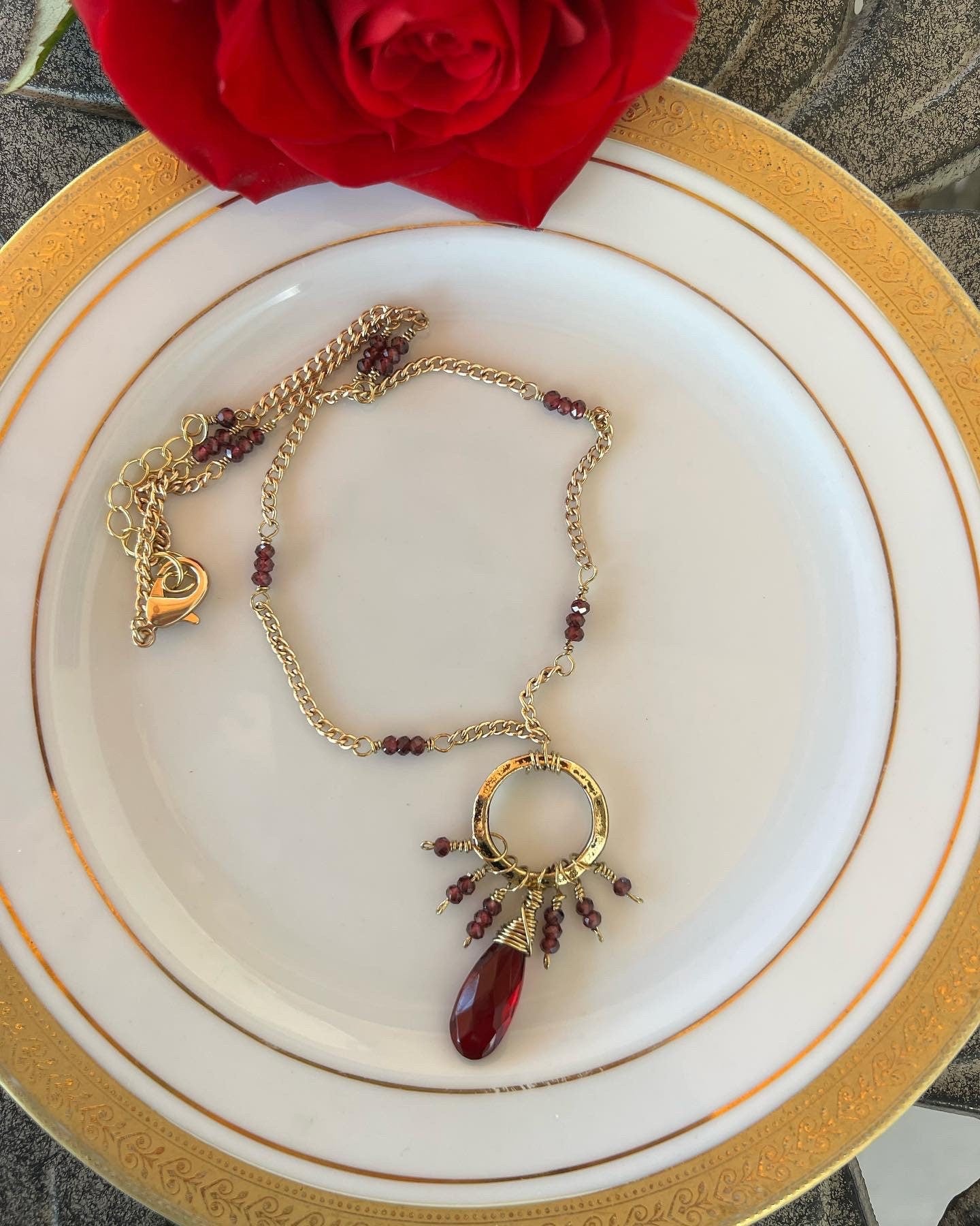 Red Garnet Briolette Necklace