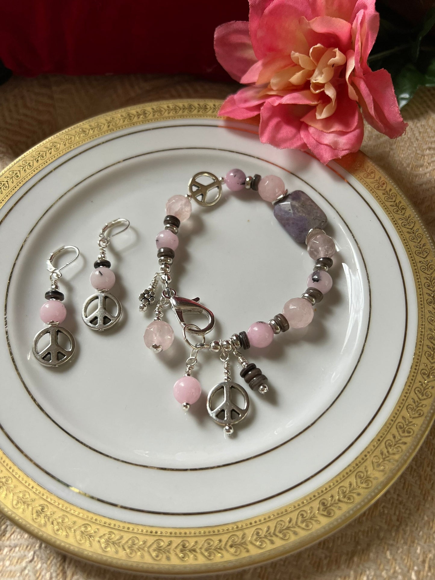 Peace Bracelet and Earrings Set