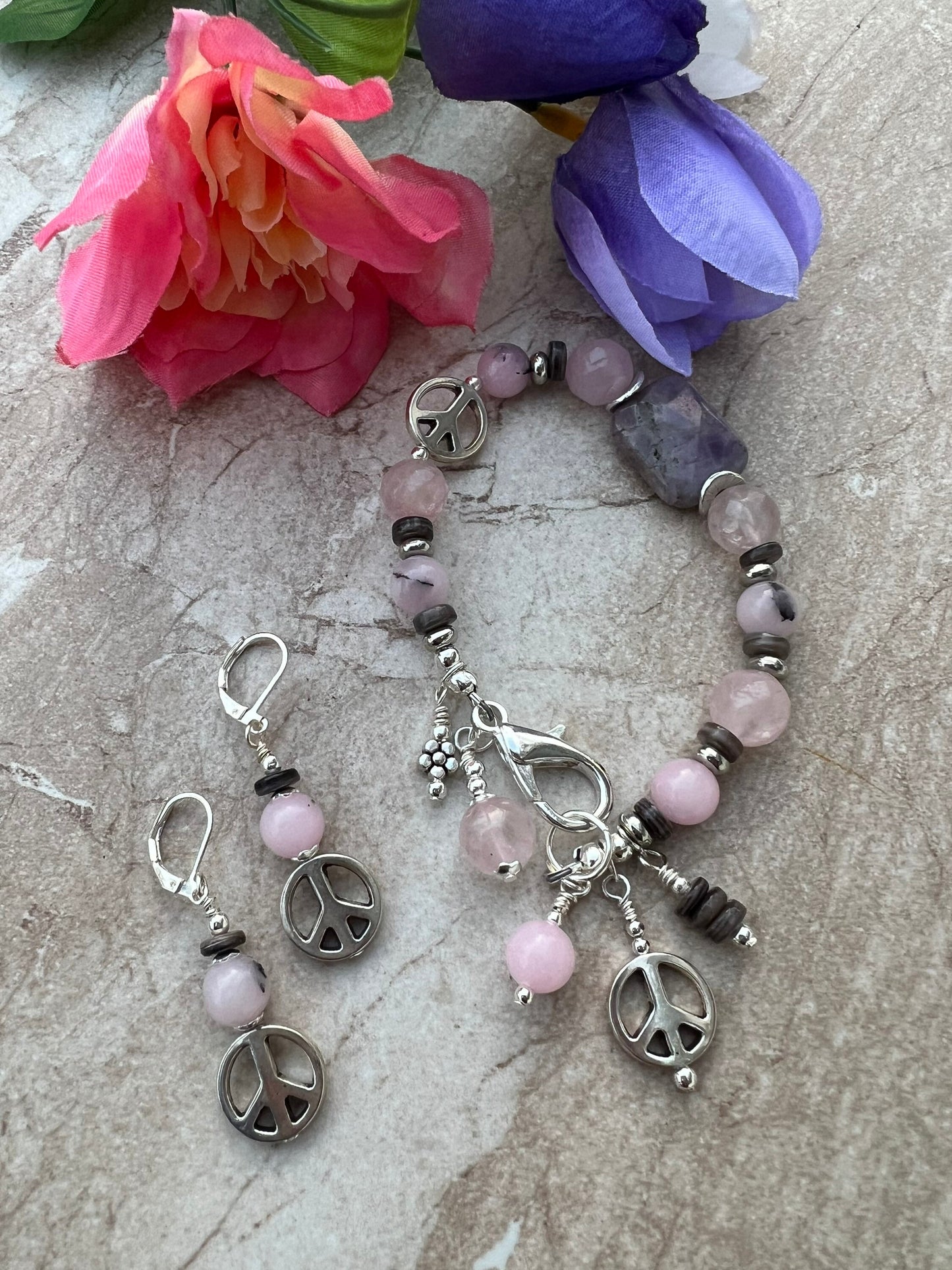 Peace Bracelet and Earrings Set