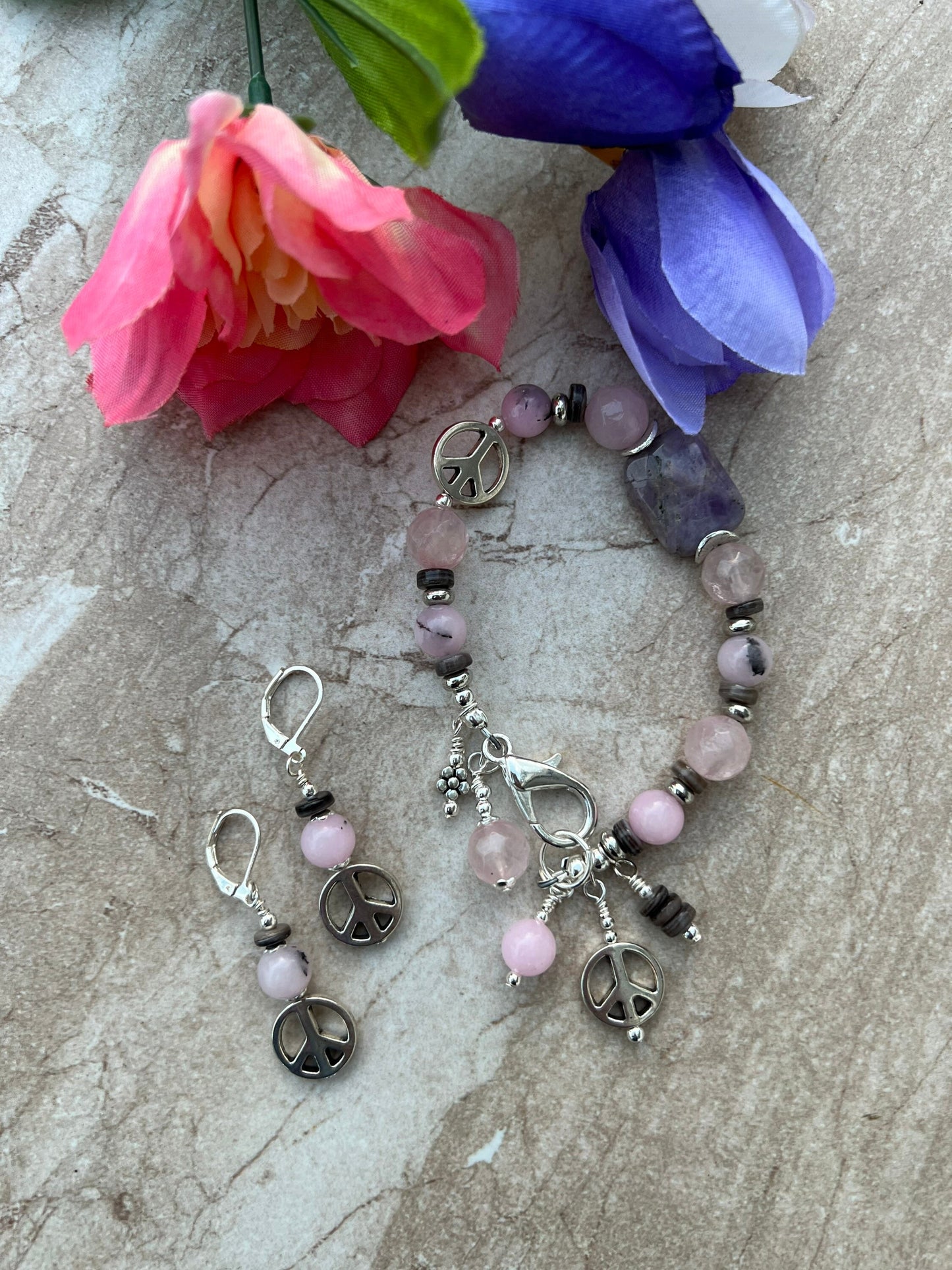 Peace Bracelet and Earrings Set