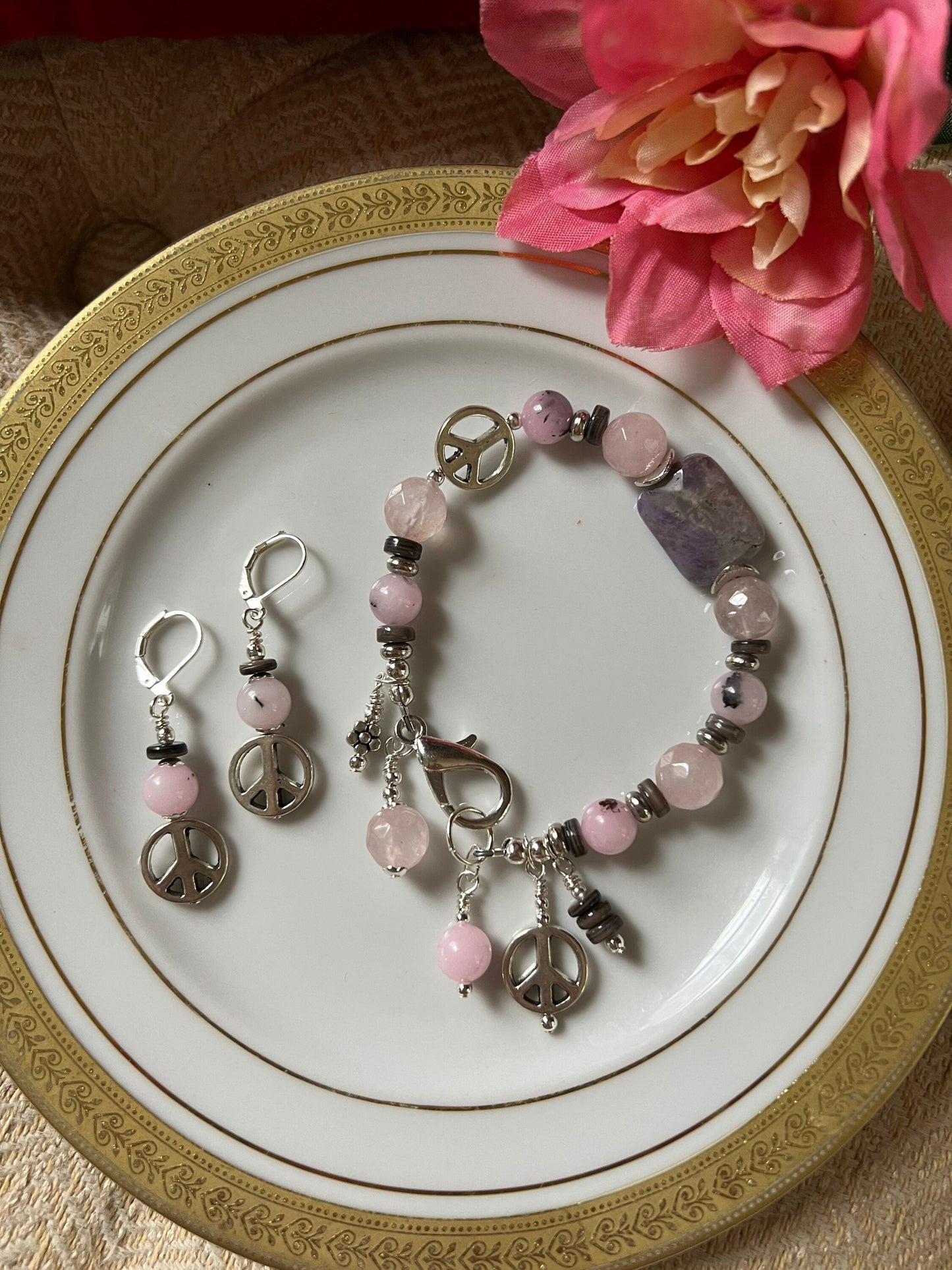 Peace Bracelet and Earrings Set
