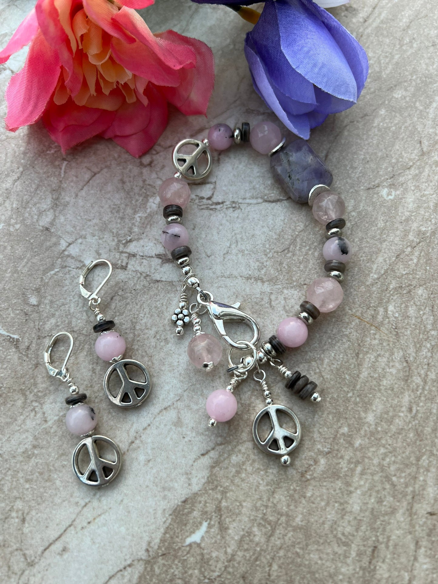 Peace Bracelet and Earrings Set