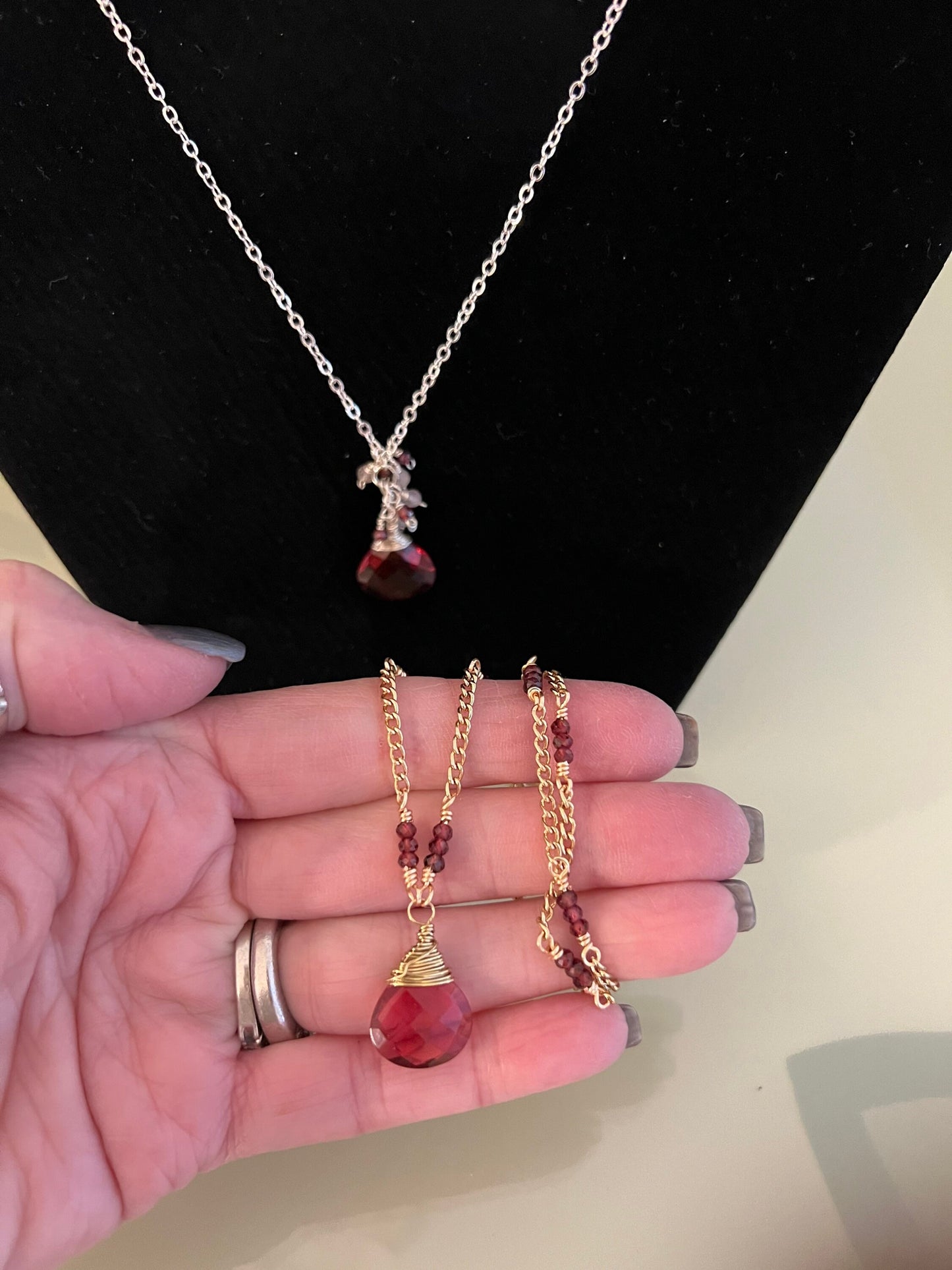 Pink tourmaline necklace and earring set