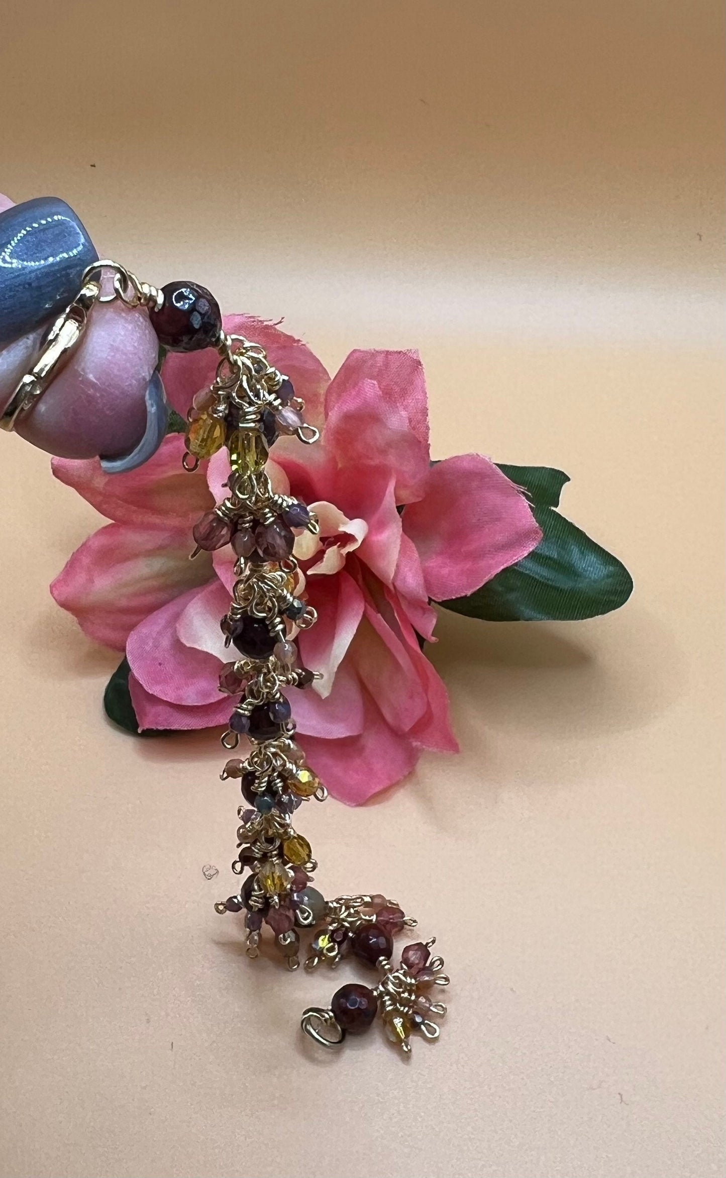 Rainbow Jasper and Czech glass bracelet
