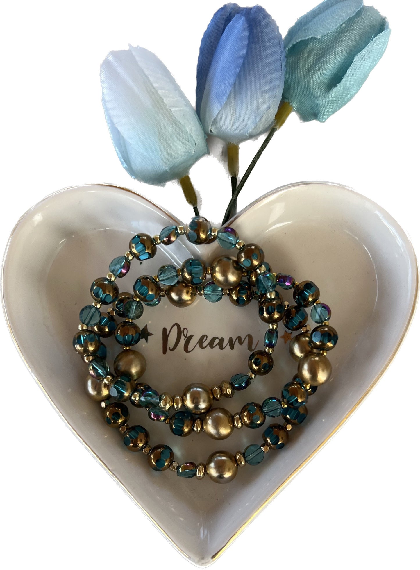 Blue Czech Glass stretch bracelet