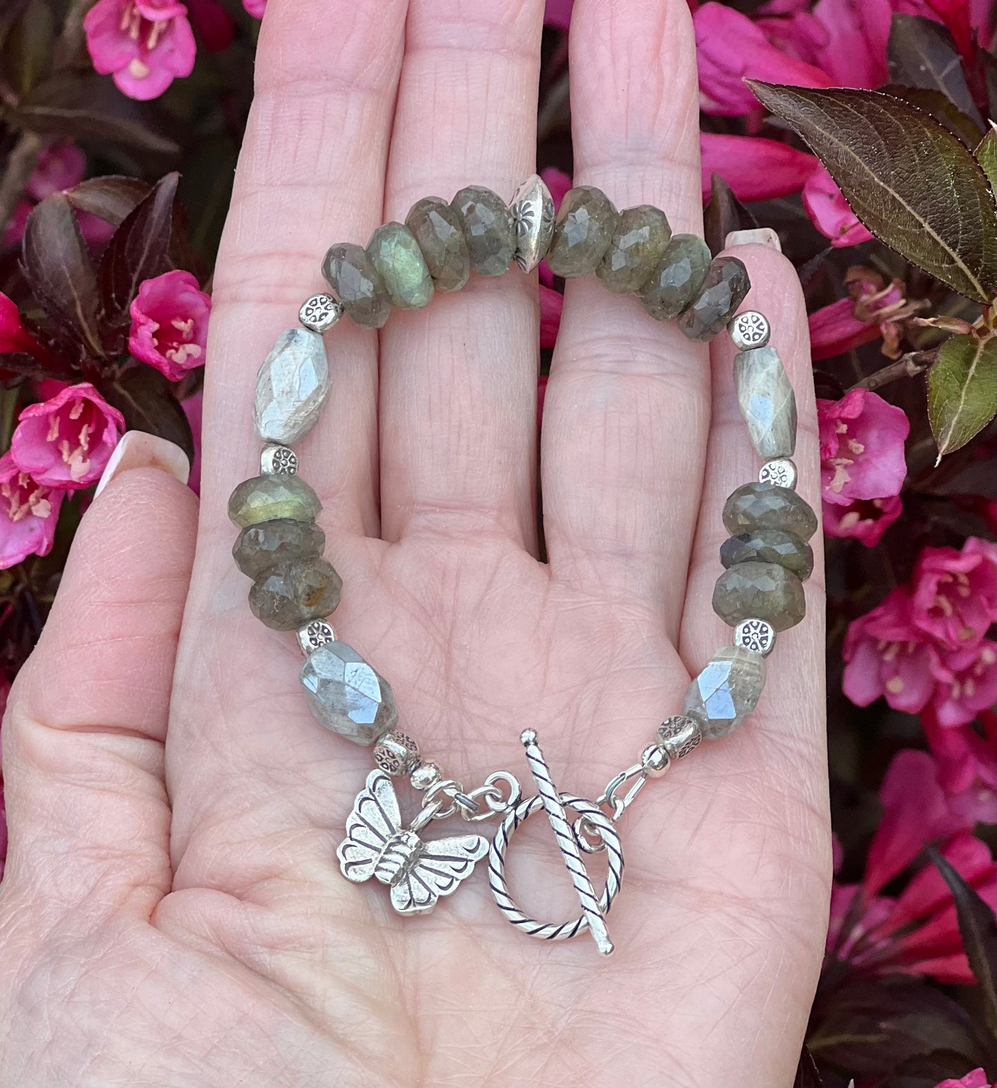 Labradorite/Moonstone Karen Hill Tribe Silver Bracelet