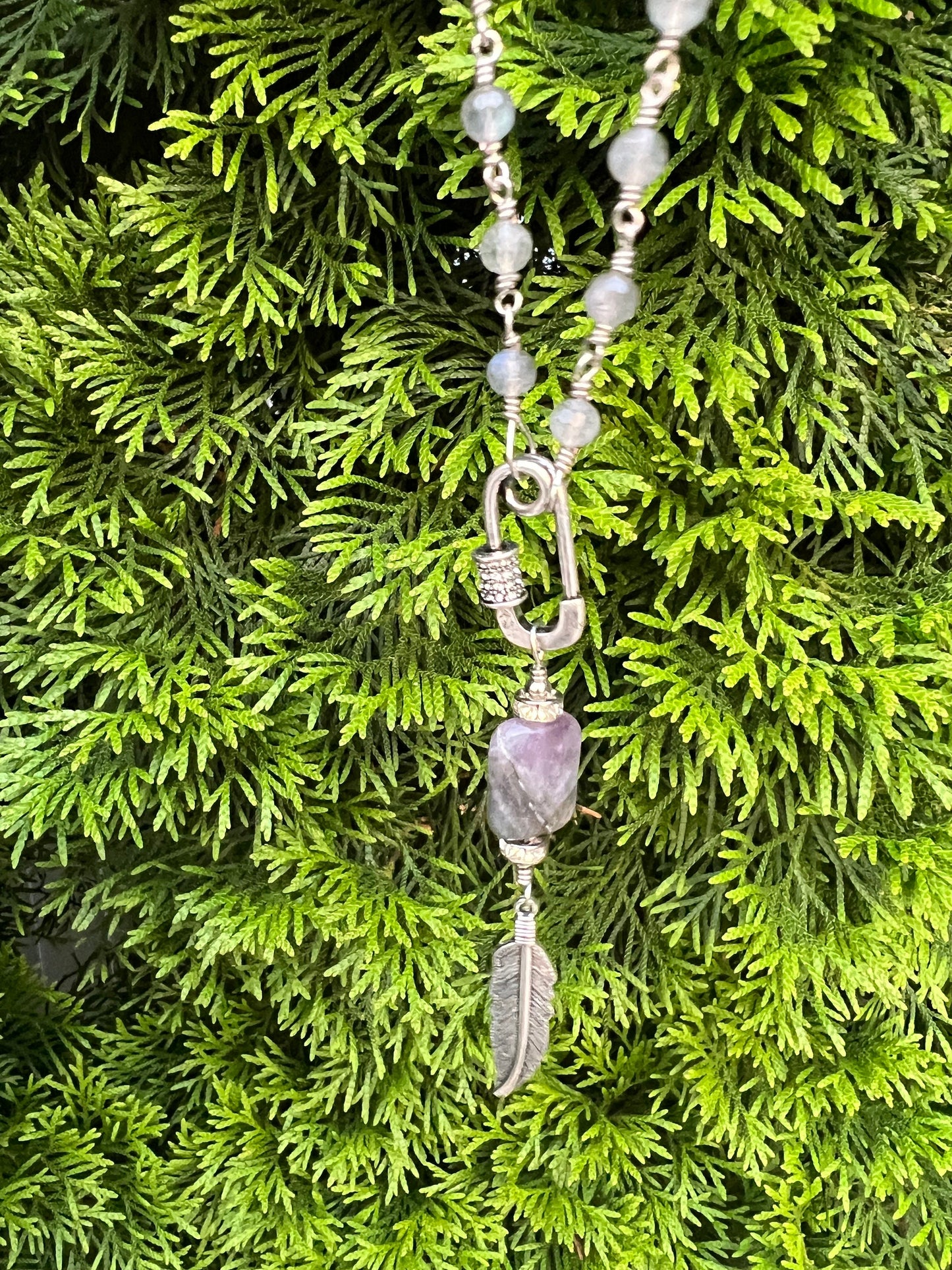 Labradorite necklace with Amethyst pendant