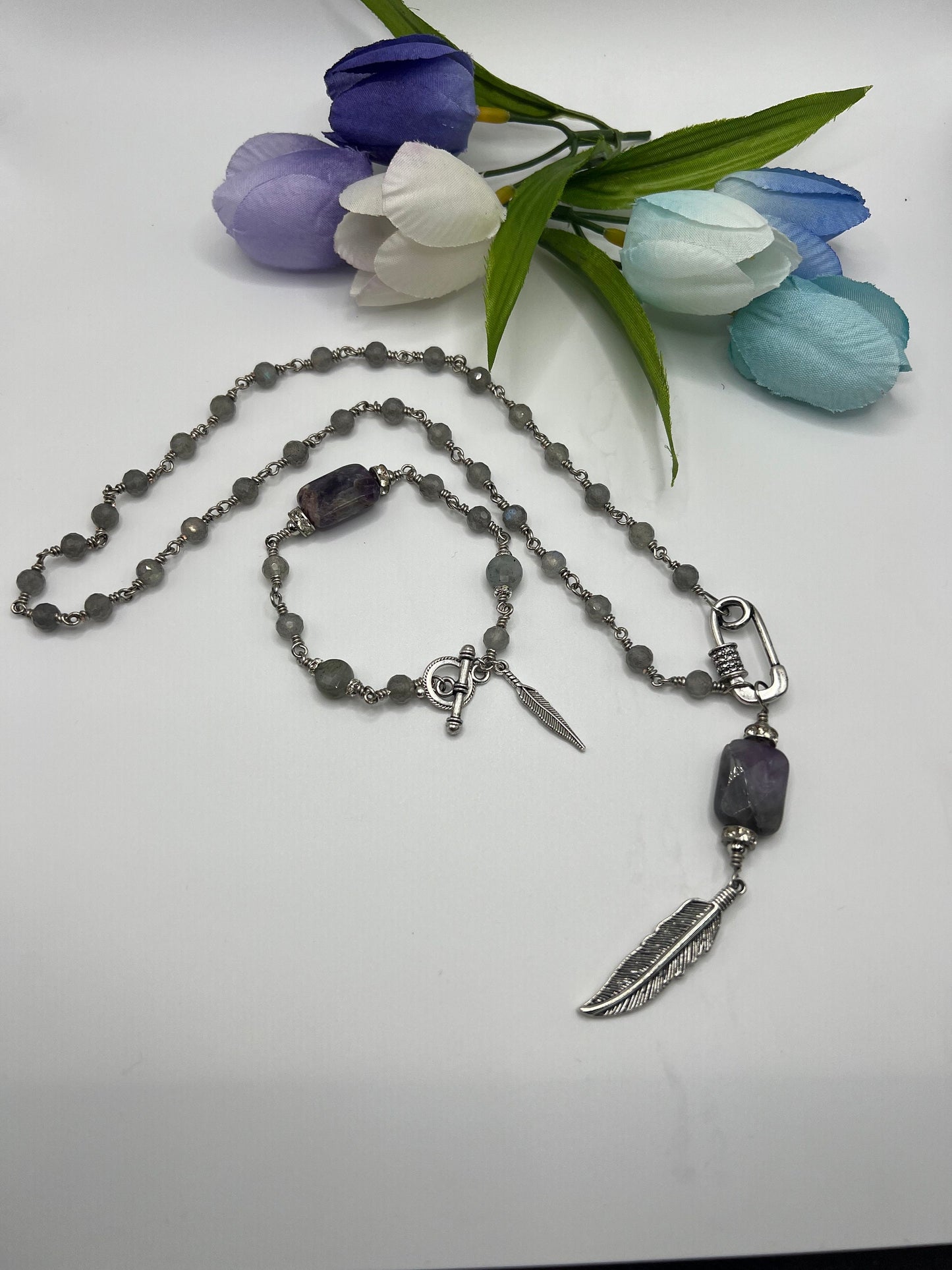 Labradorite and Amethyst Bracelet