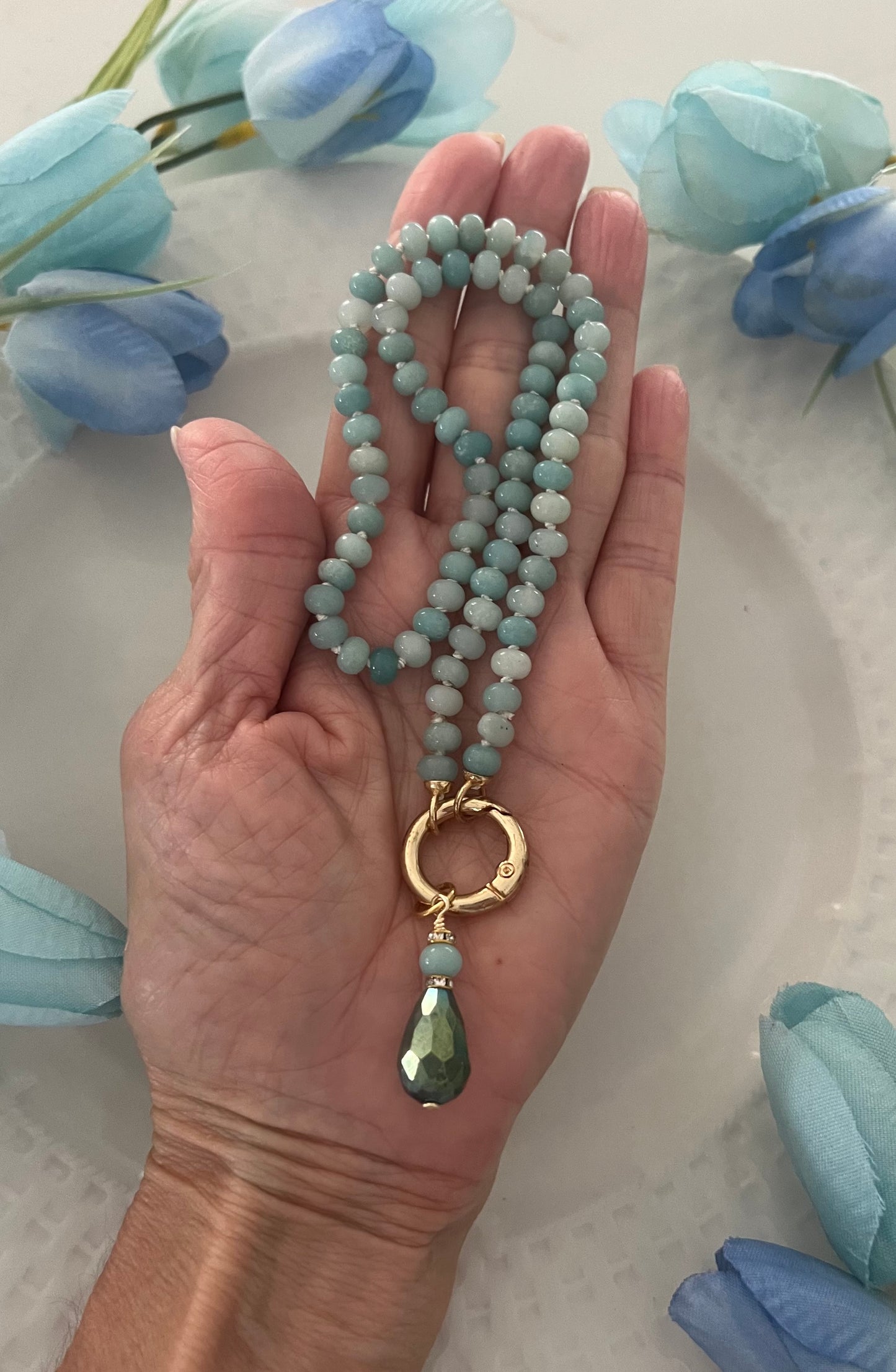Amazonite Necklace with Teardrop Pendant