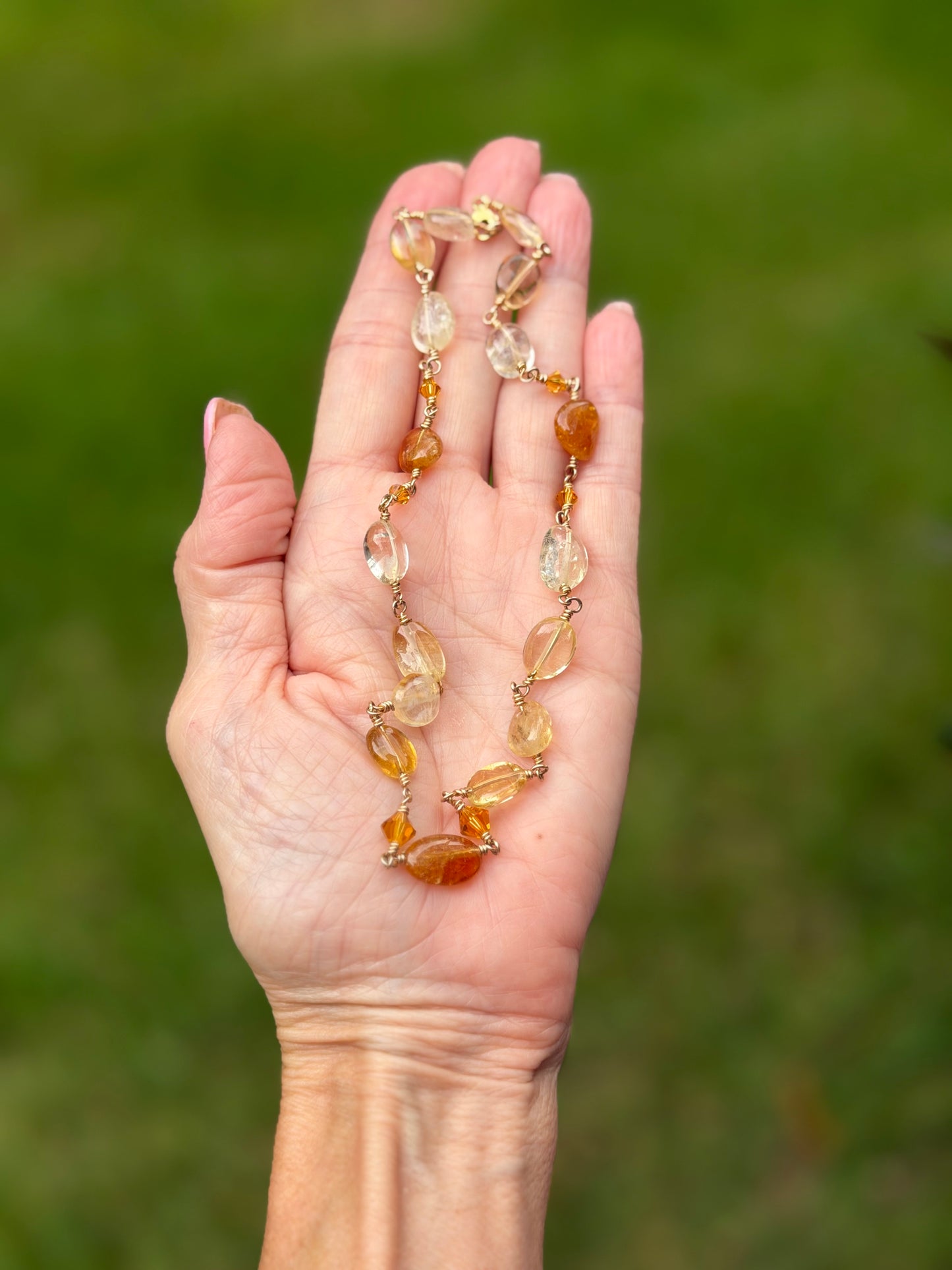 Citrine and Gold Crystal Choker