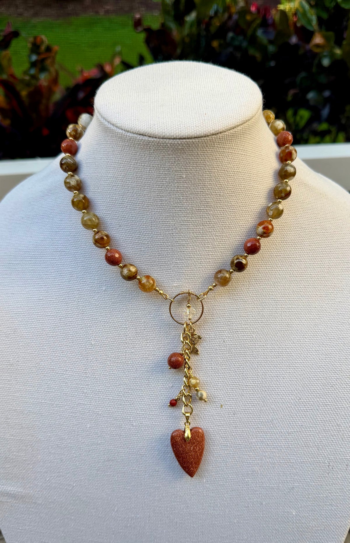 Fire Agate and Sunstone Necklace