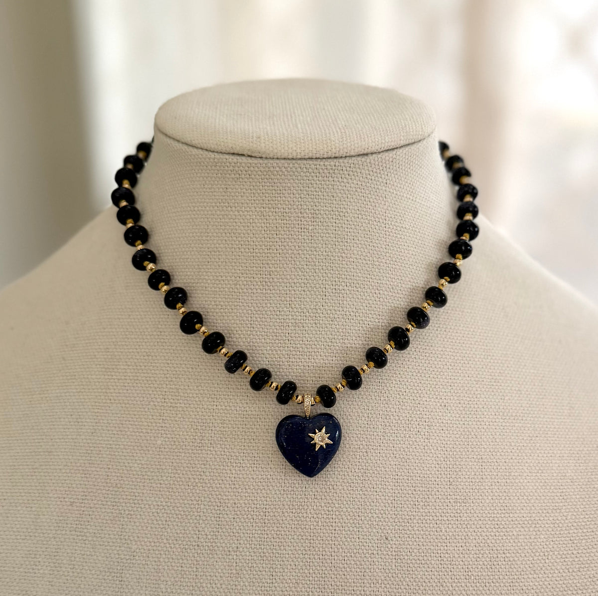 Sandstone with Lapis Lazuli Heart Necklace