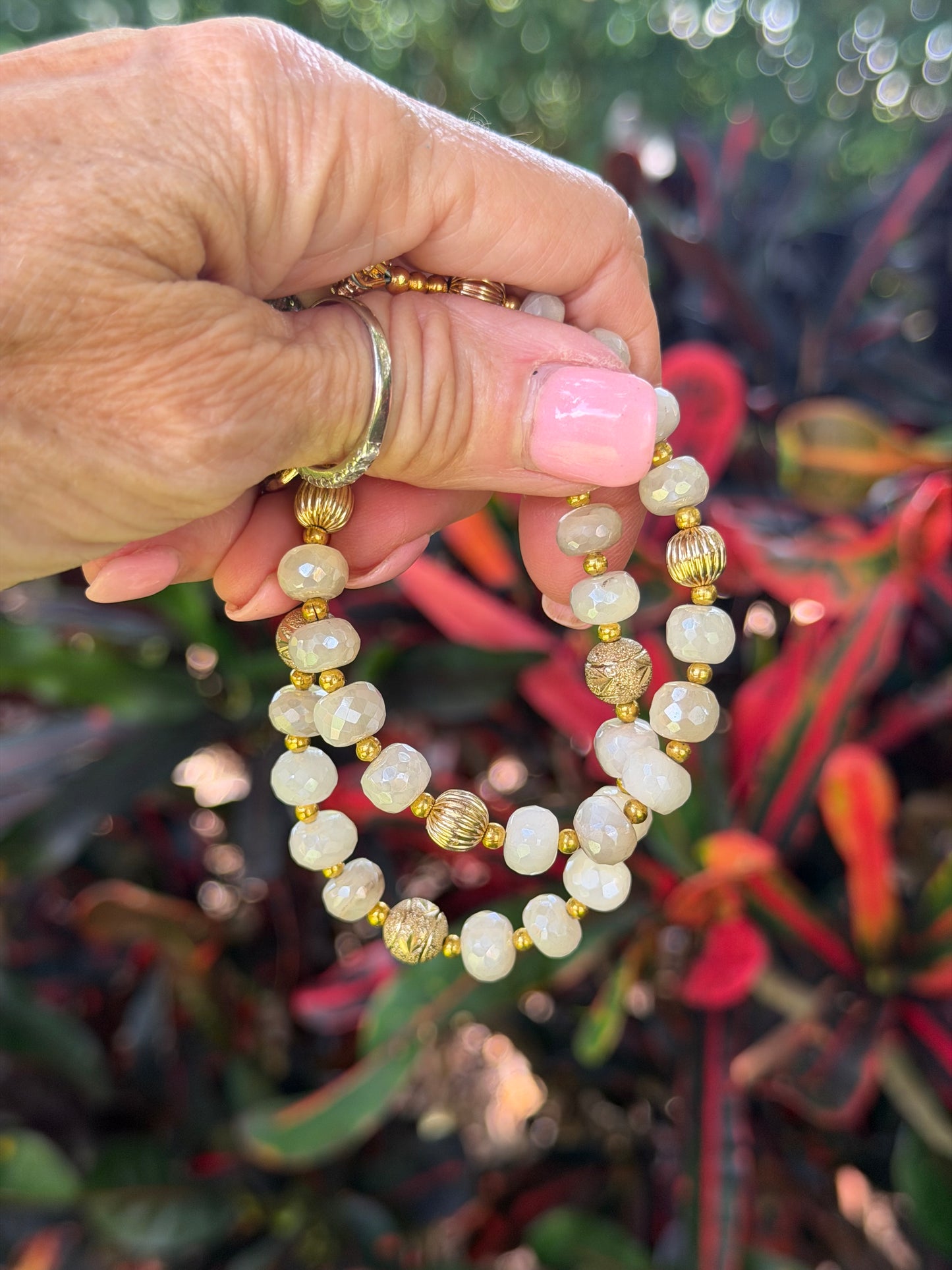 Shimmering Moonstone Bracelet | 18K Gold Plated | OOAK Handmade