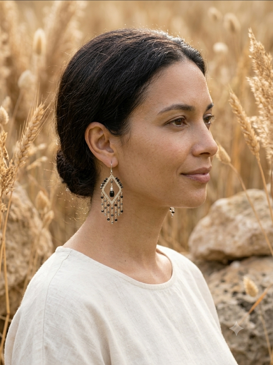 Black beauty statement earrings