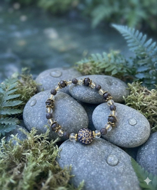 Plum Czech glass beads bracelet