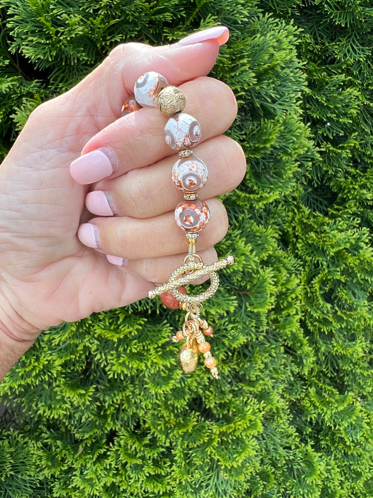 Tibetan Agate and Goldstone Bracelet