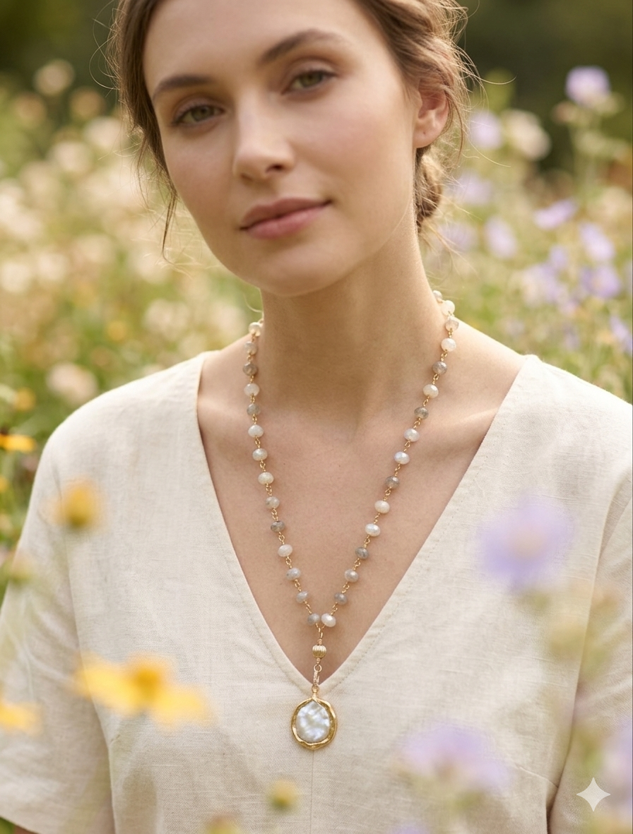 Rosary Style Moonstone Set