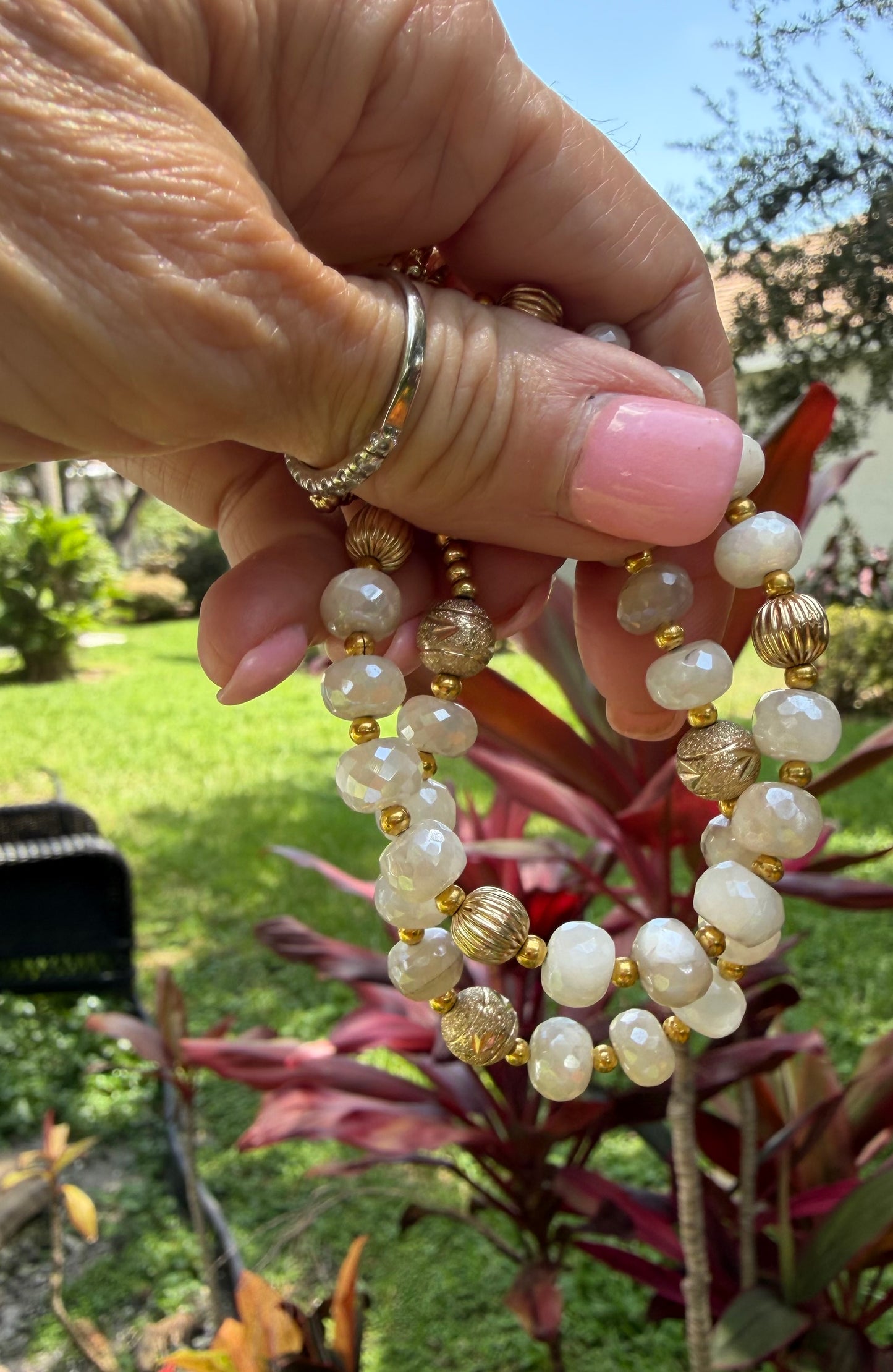 Shimmering Moonstone Bracelet | 18K Gold Plated | OOAK Handmade