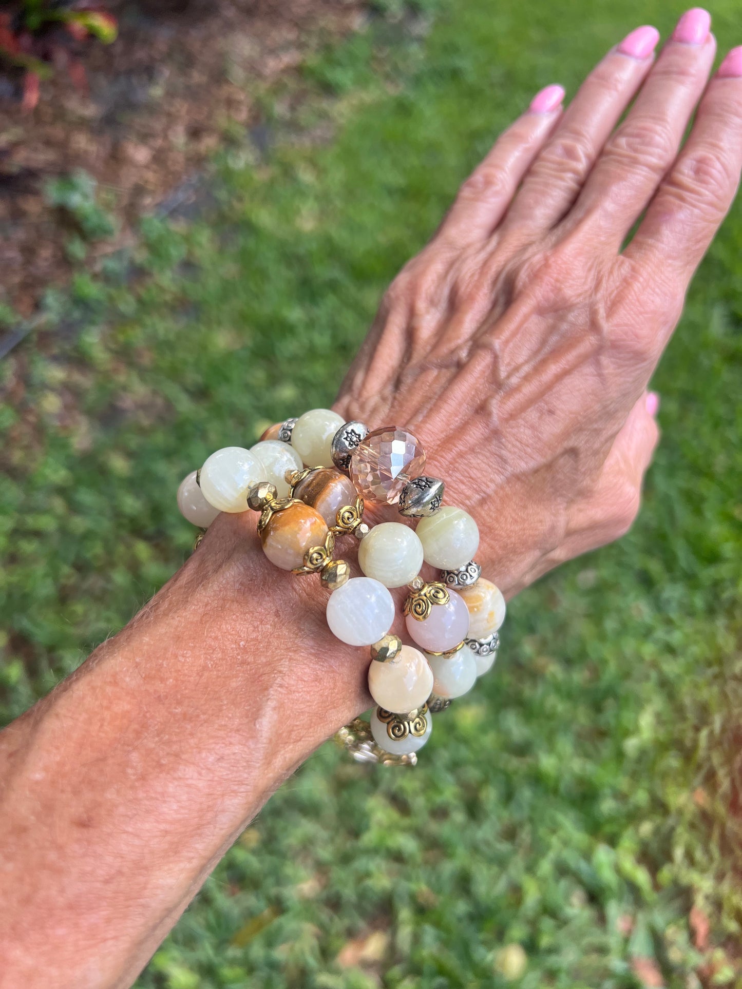 Chunky Yellow Jade Bracelets