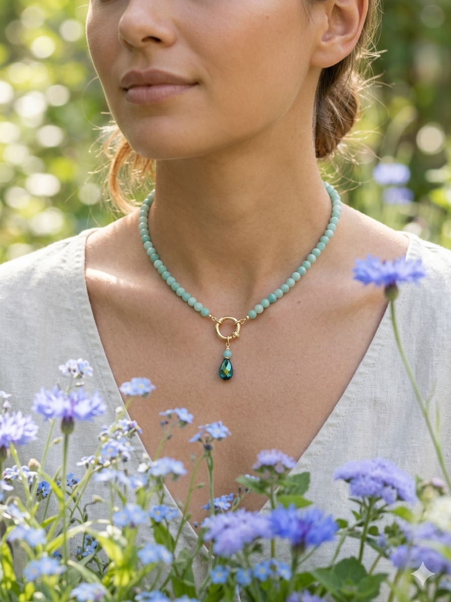 Amazonite Necklace with Teardrop Pendant