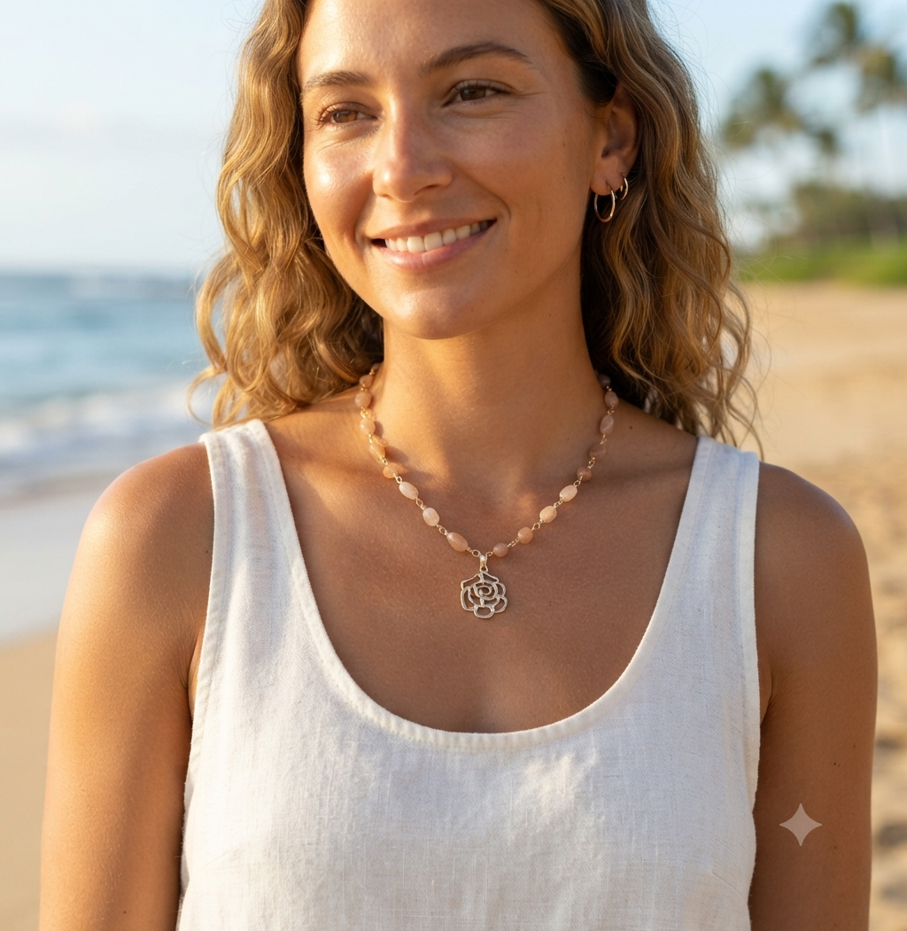 Peach Moonstone Choker