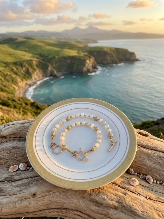 Shimmering Moonstone Bracelet | 18K Gold Plated | OOAK Handmade